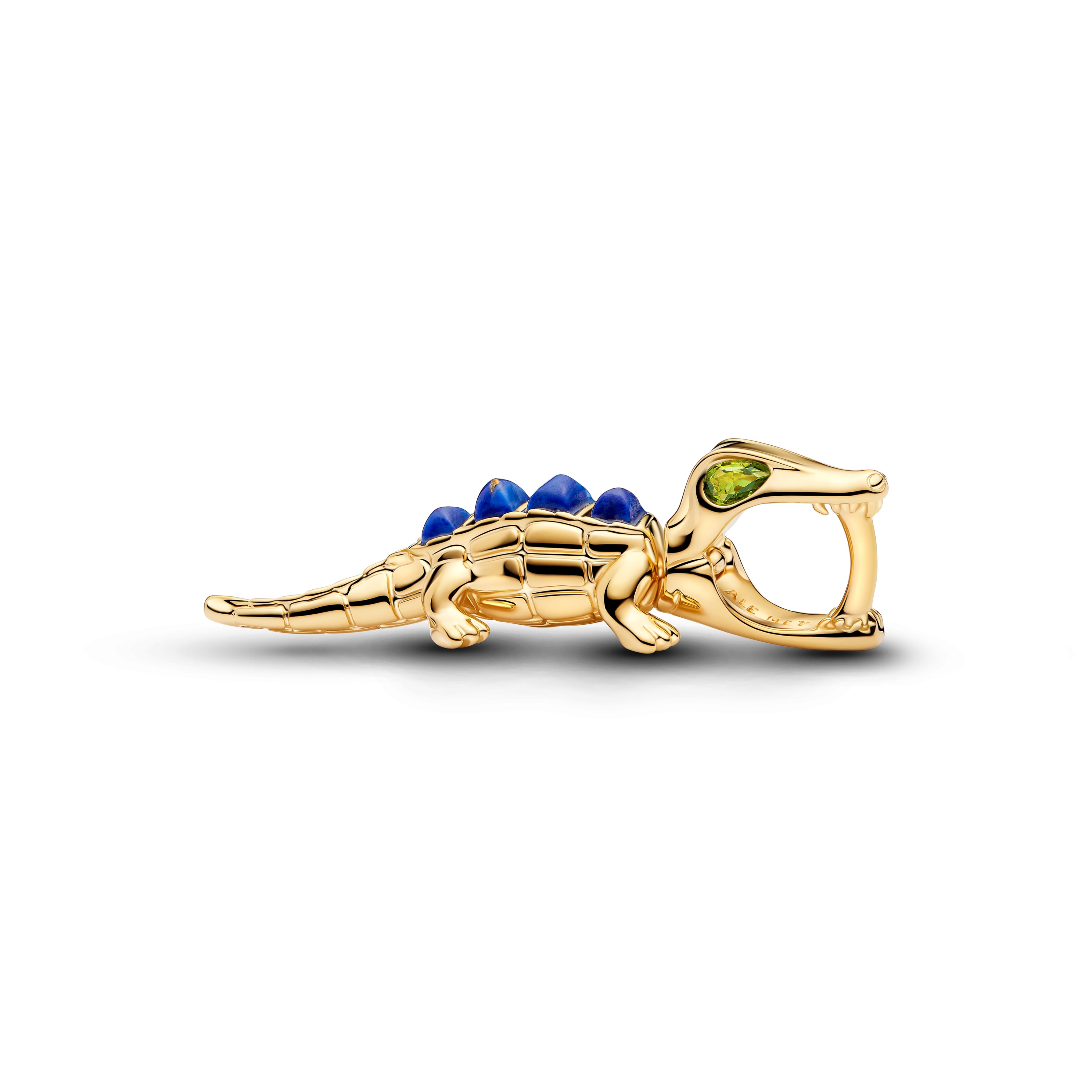 Alligator 14K Gold-Plated Charm With Imitation Lapis Lazuli And Light Green Crystal