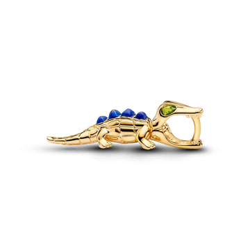 Alligator 14K Gold-Plated Charm With Imitation Lapis Lazuli And Light Green Crystal