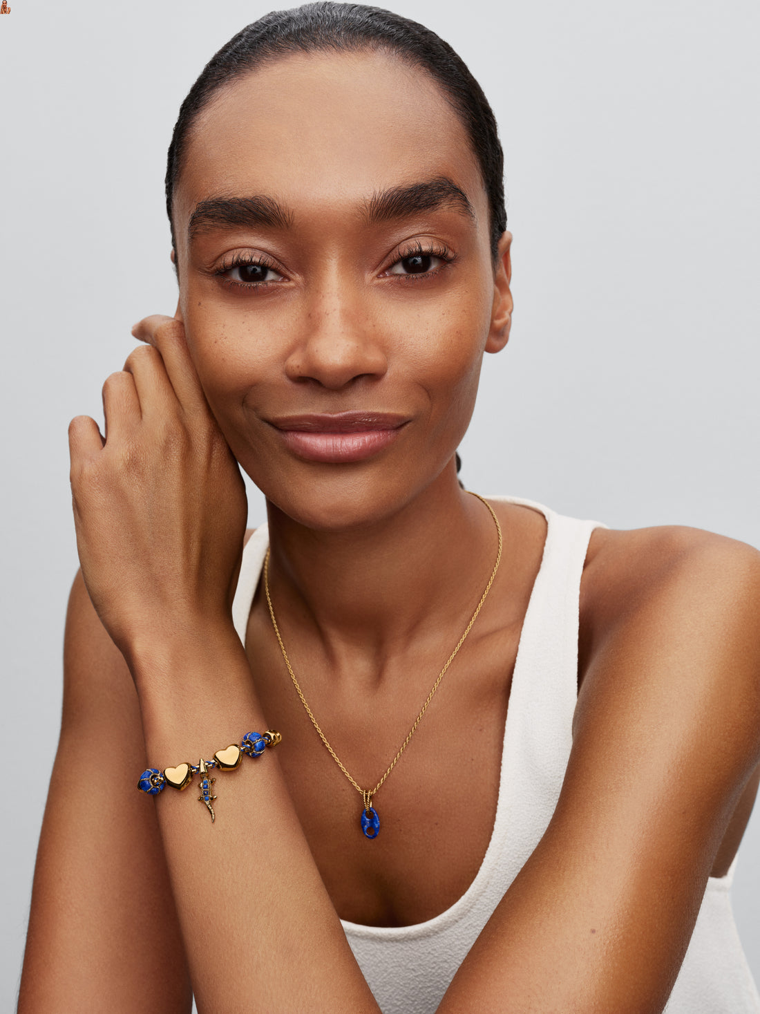 Alligator 14K Gold-Plated Charm With Imitation Lapis Lazuli And Light Green Crystal