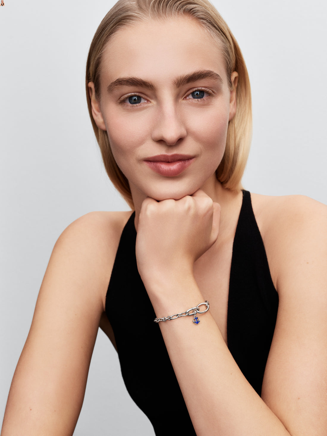 Anchor Sterling Silver Mini Dangle With Imitation Lapis Lazuli