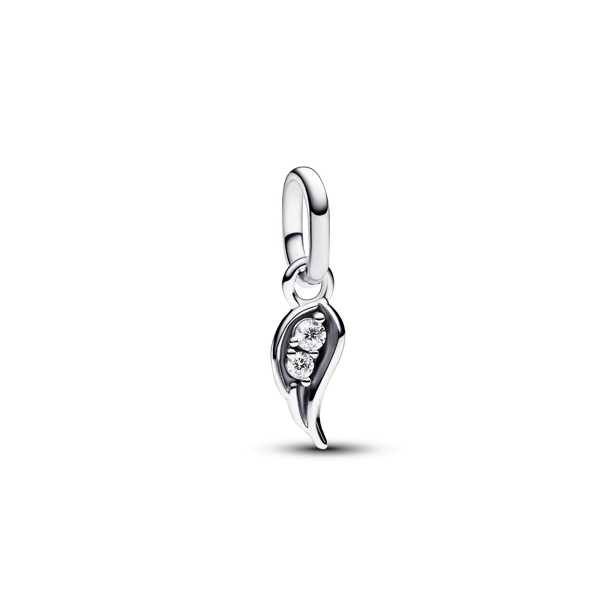 Angel Wing Sterling Silver Mini Dangle With Clear Cubic Zirconia