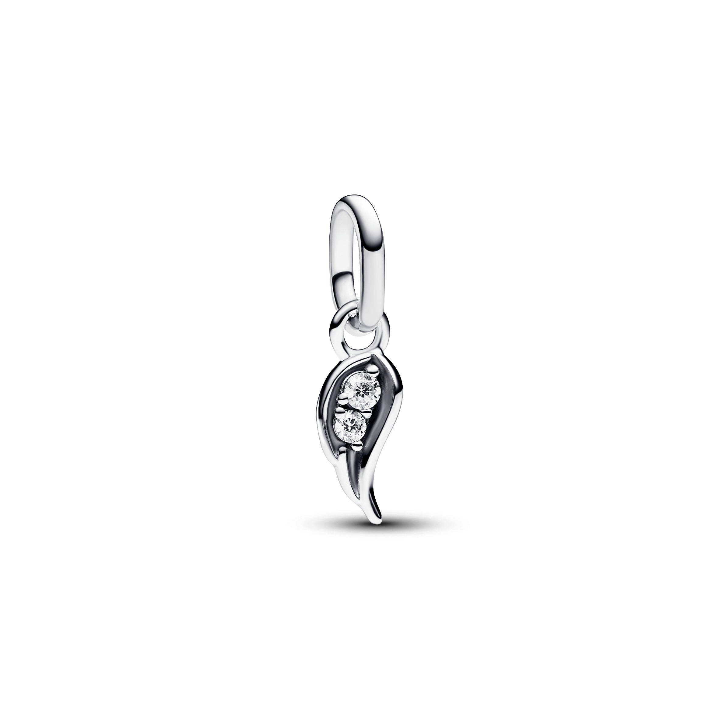 Angel Wing Sterling Silver Mini Dangle With Clear Cubic Zirconia