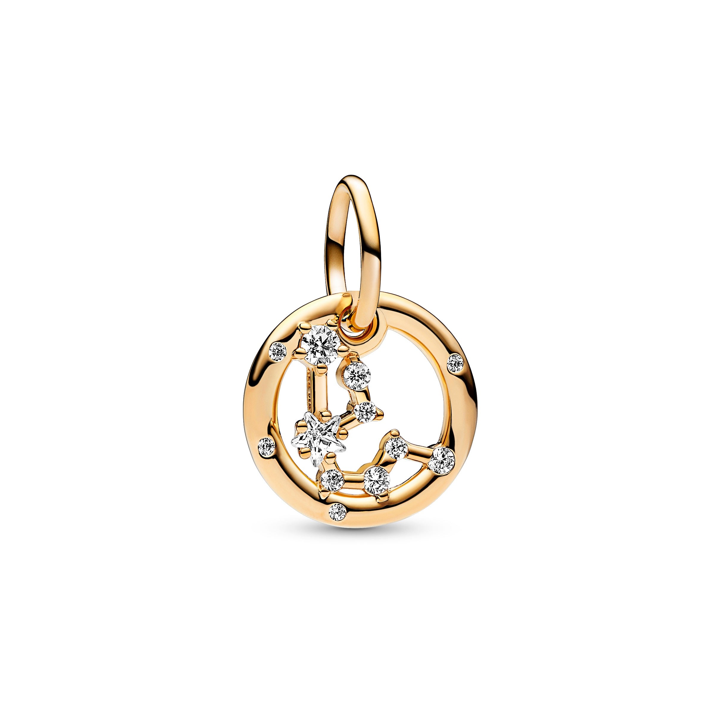 Aquarius Zodiac 14K Gold-Plated Dangle With Clear Cubic Zirconia
