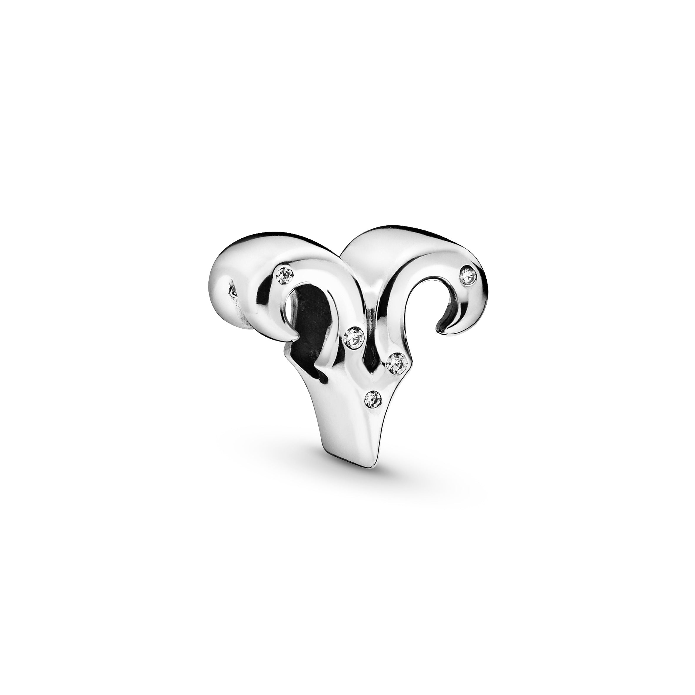 Aries Sterling Silver Charm With Clear Cubic Zirconia