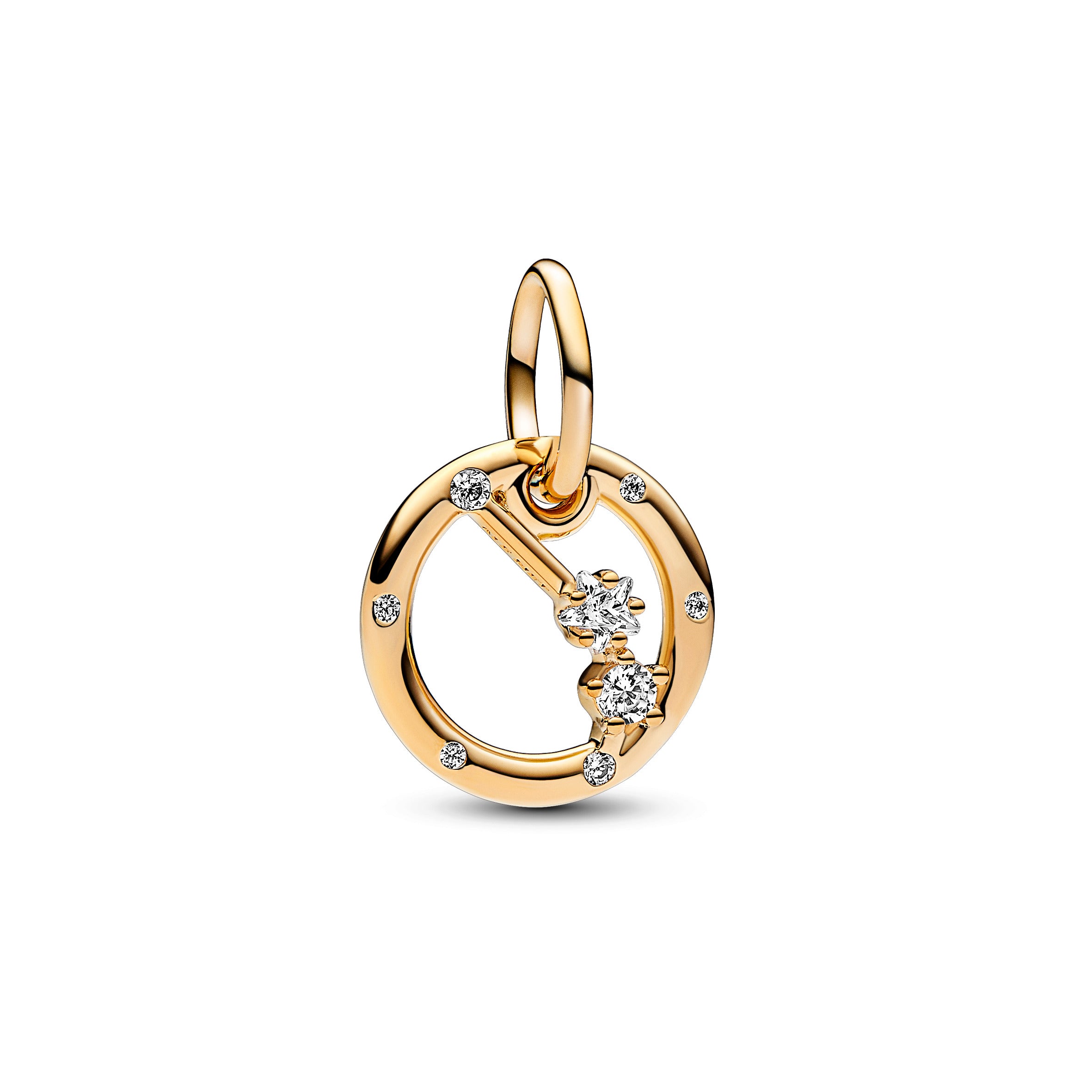 Aries Zodiac 14K Gold-Plated Dangle With Clear Cubic Zirconia
