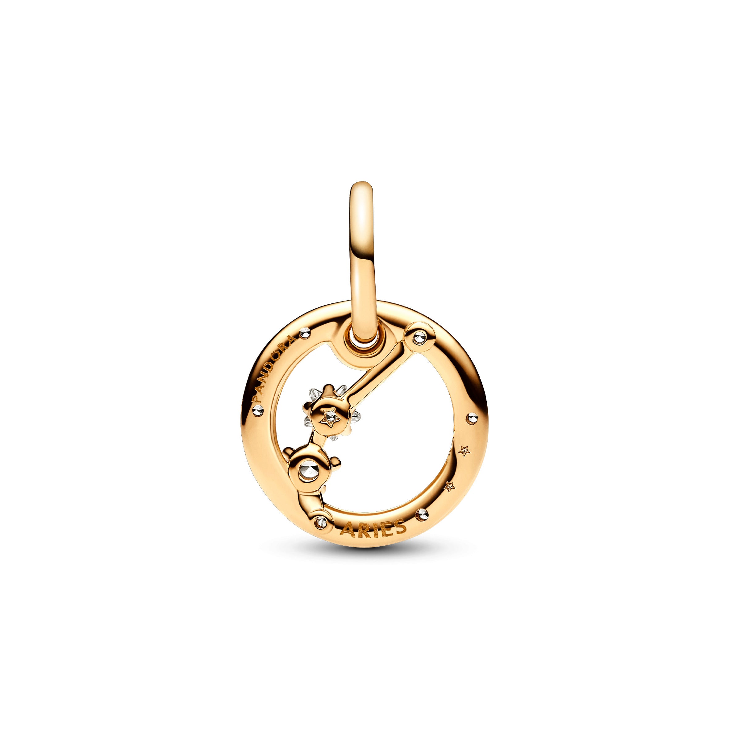 Aries Zodiac 14K Gold-Plated Dangle With Clear Cubic Zirconia