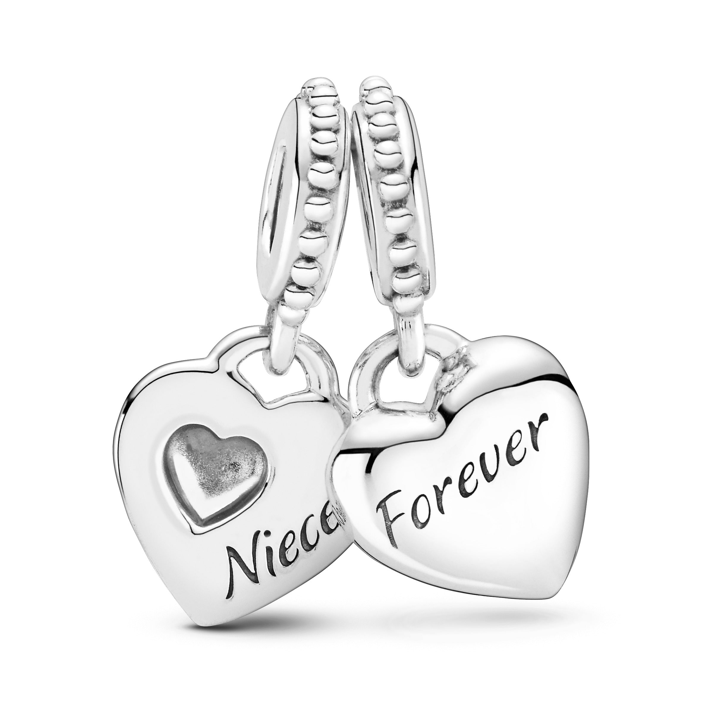 Aunt And Niece Hearts Sterling Silver Split Dangle