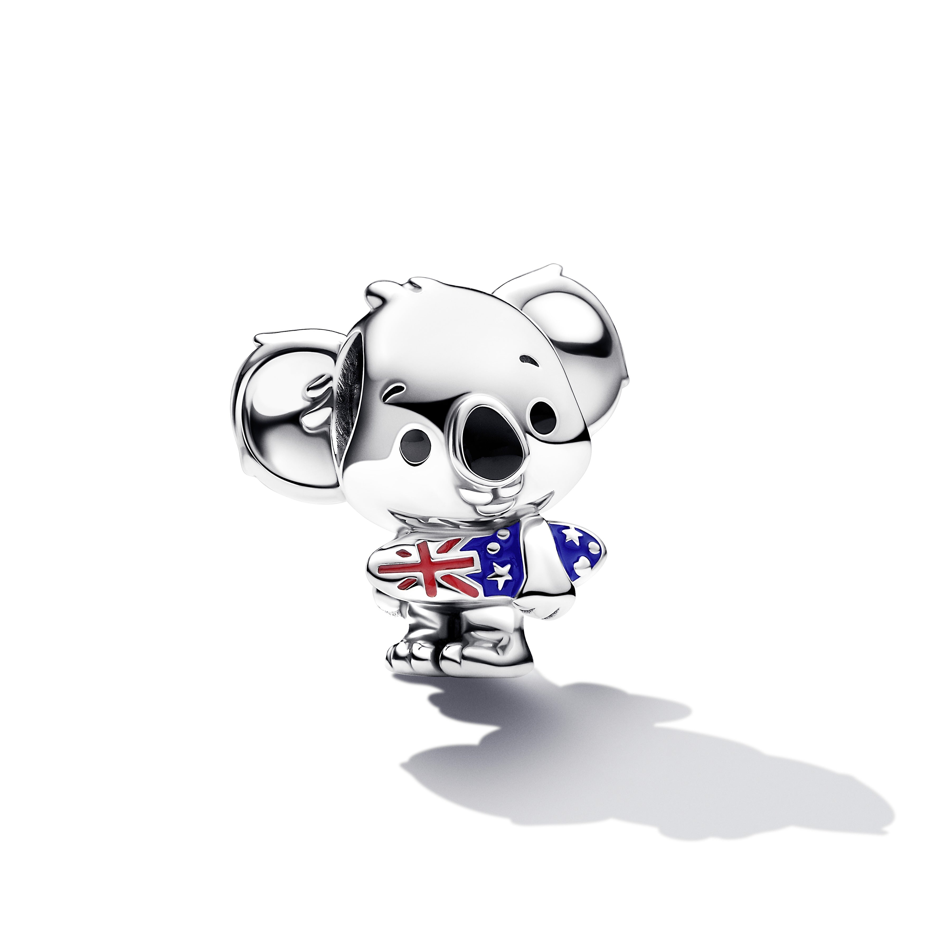 Australian Koala Sterling Silver Charm With Red, Blue And Black Enamel