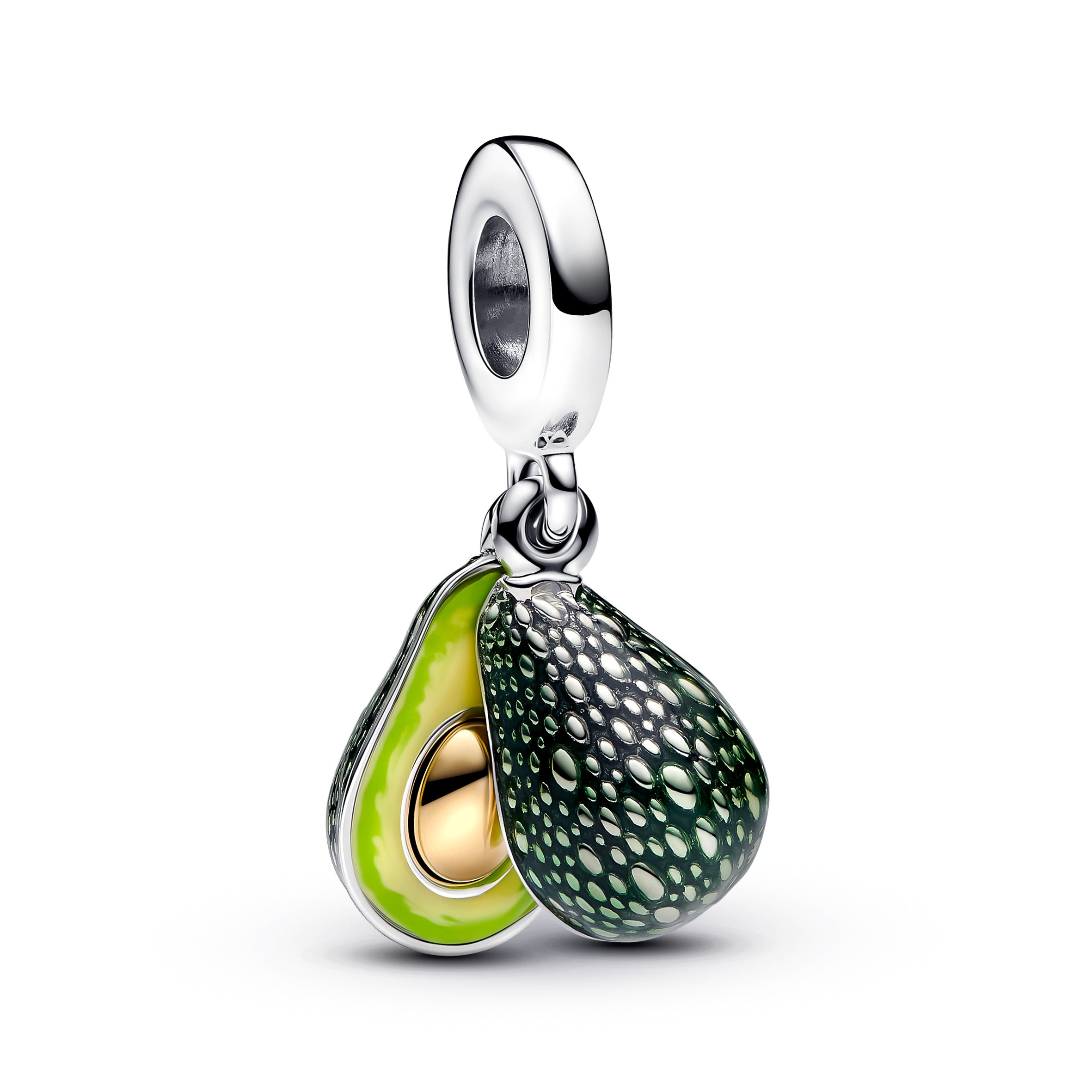 Avocado Sterling Silver And 14K Gold-Plated Dangle With Transparent Green, Apple Green And Lime Green Enamel