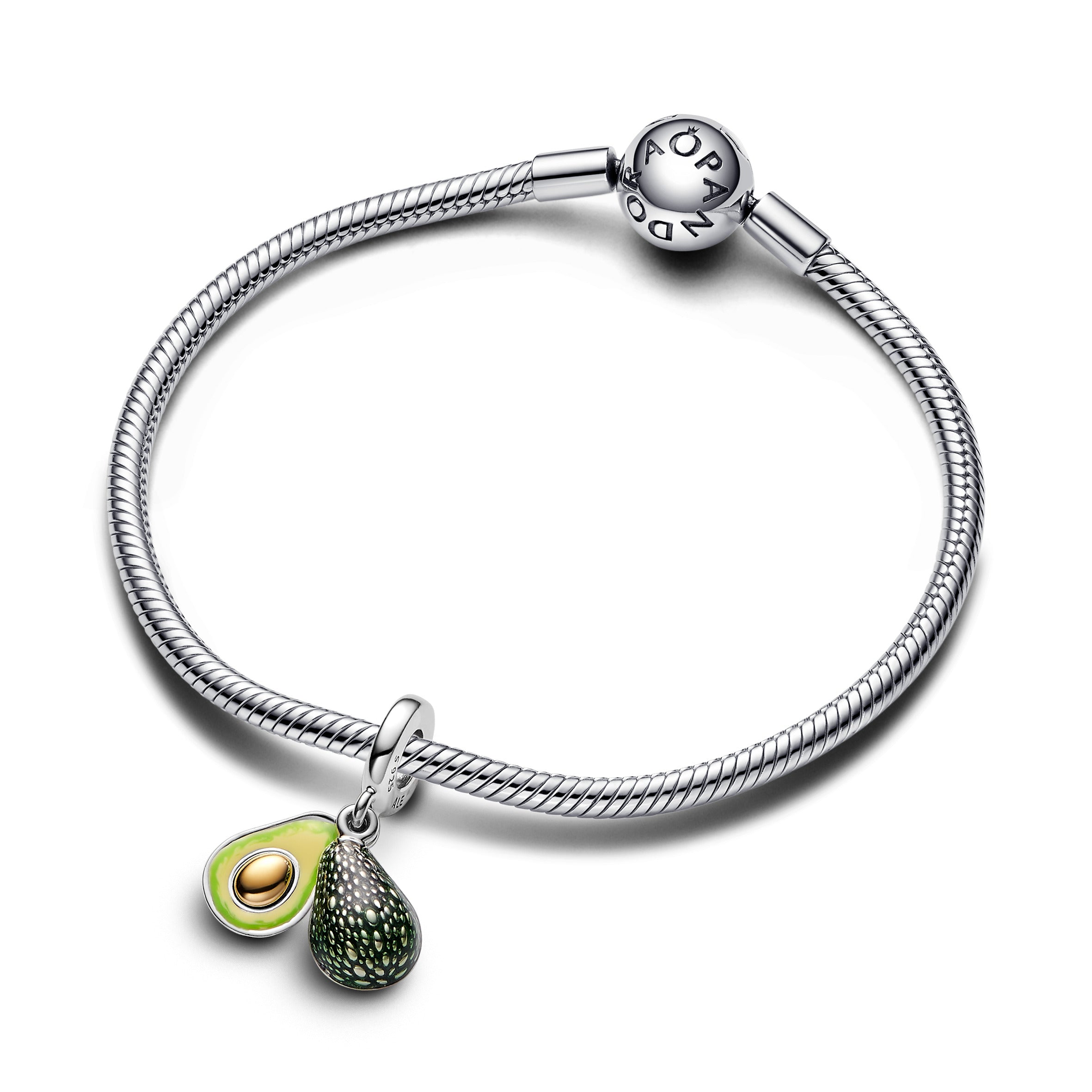 Avocado Sterling Silver And 14K Gold-Plated Dangle With Transparent Green, Apple Green And Lime Green Enamel