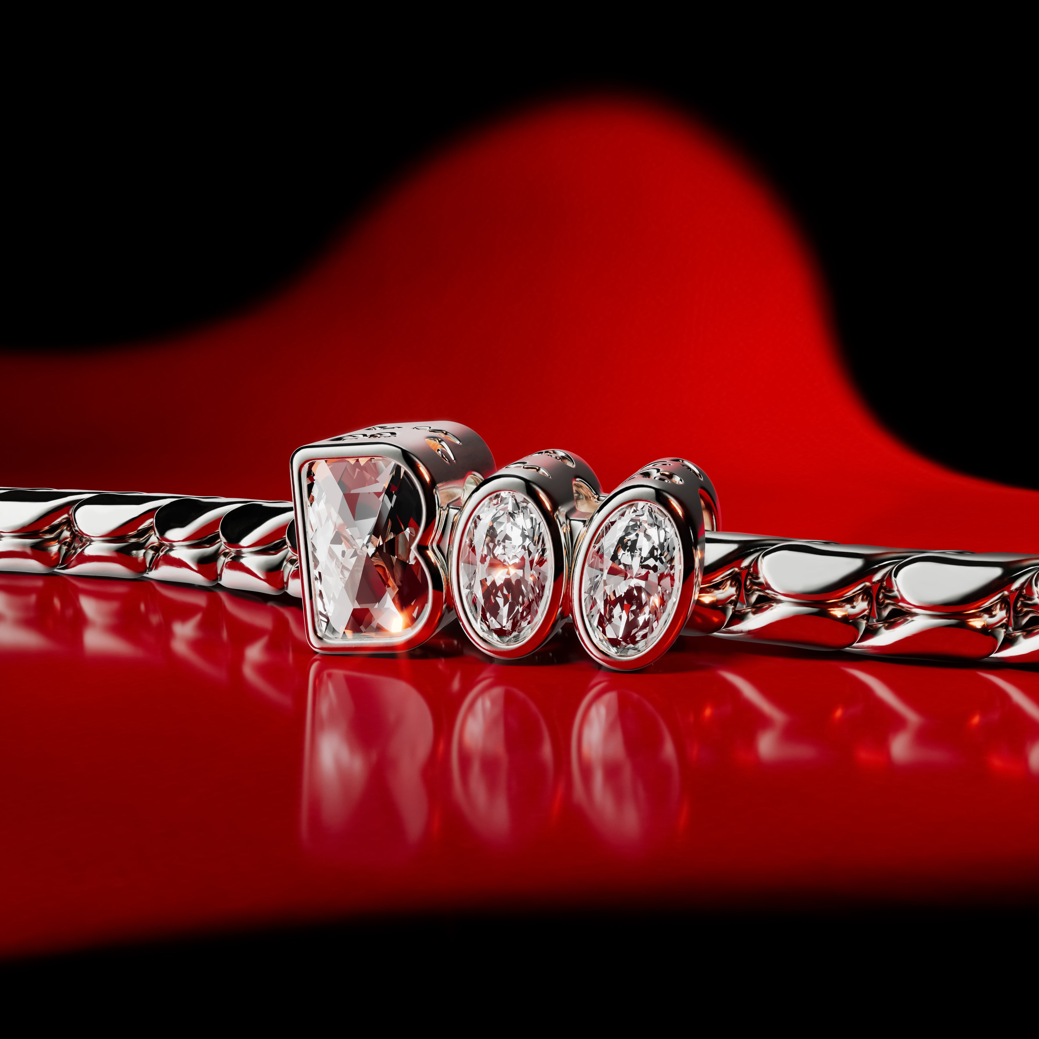Boo Sterling Silver Charm With Clear Cubic Zirconia And Glow In The Dark Enamel