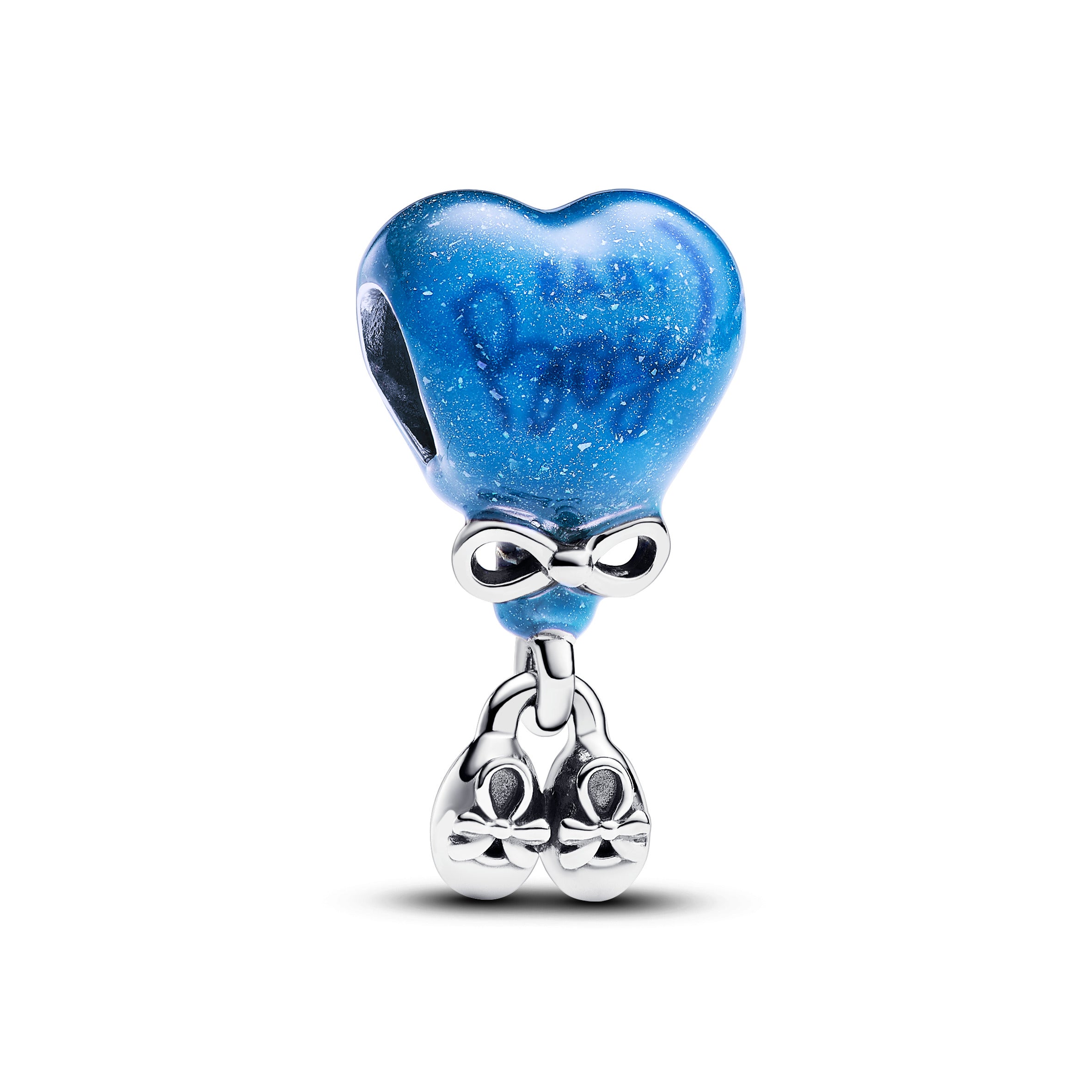 Baby Boy Balloon Sterling Silver Charm With Color Changing Purple To Light Blue And Black Enamel