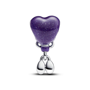 Baby Boy Balloon Sterling Silver Charm With Color Changing Purple To Light Blue And Black Enamel
