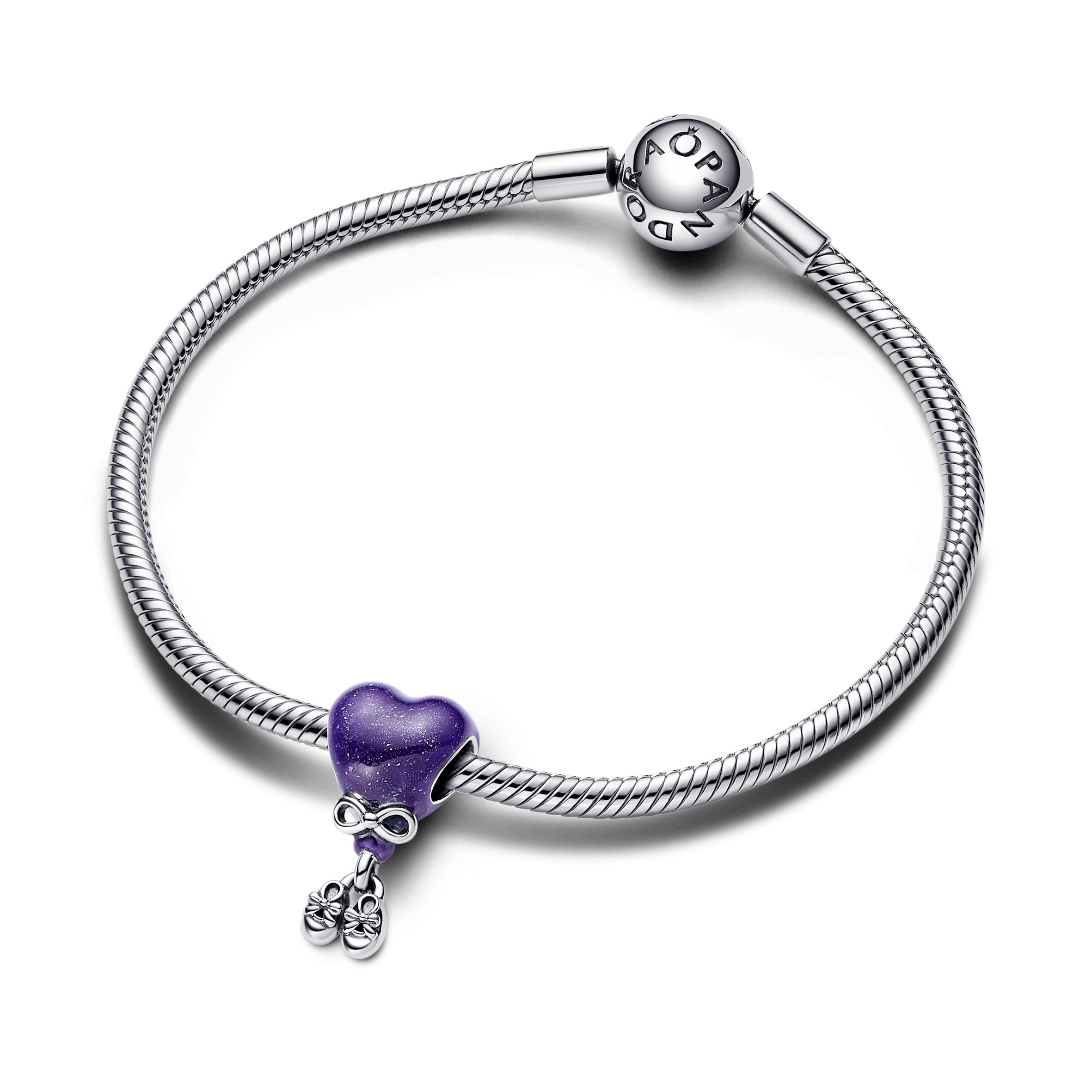 Baby Boy Balloon Sterling Silver Charm With Color Changing Purple To Light Blue And Black Enamel