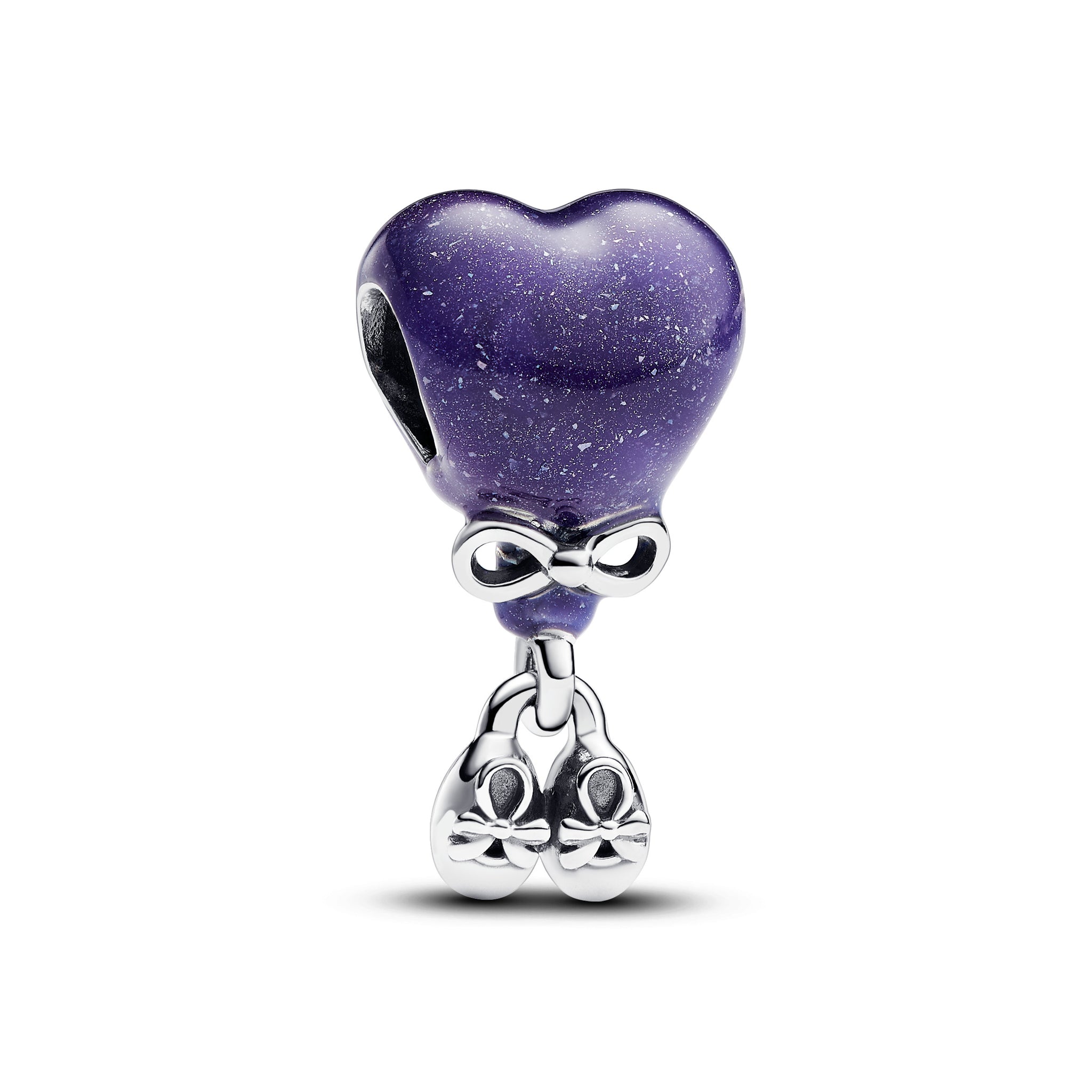Baby Girl Balloon Sterling Silver Charm With Color Changing Purple To Light Pink And Black Enamel