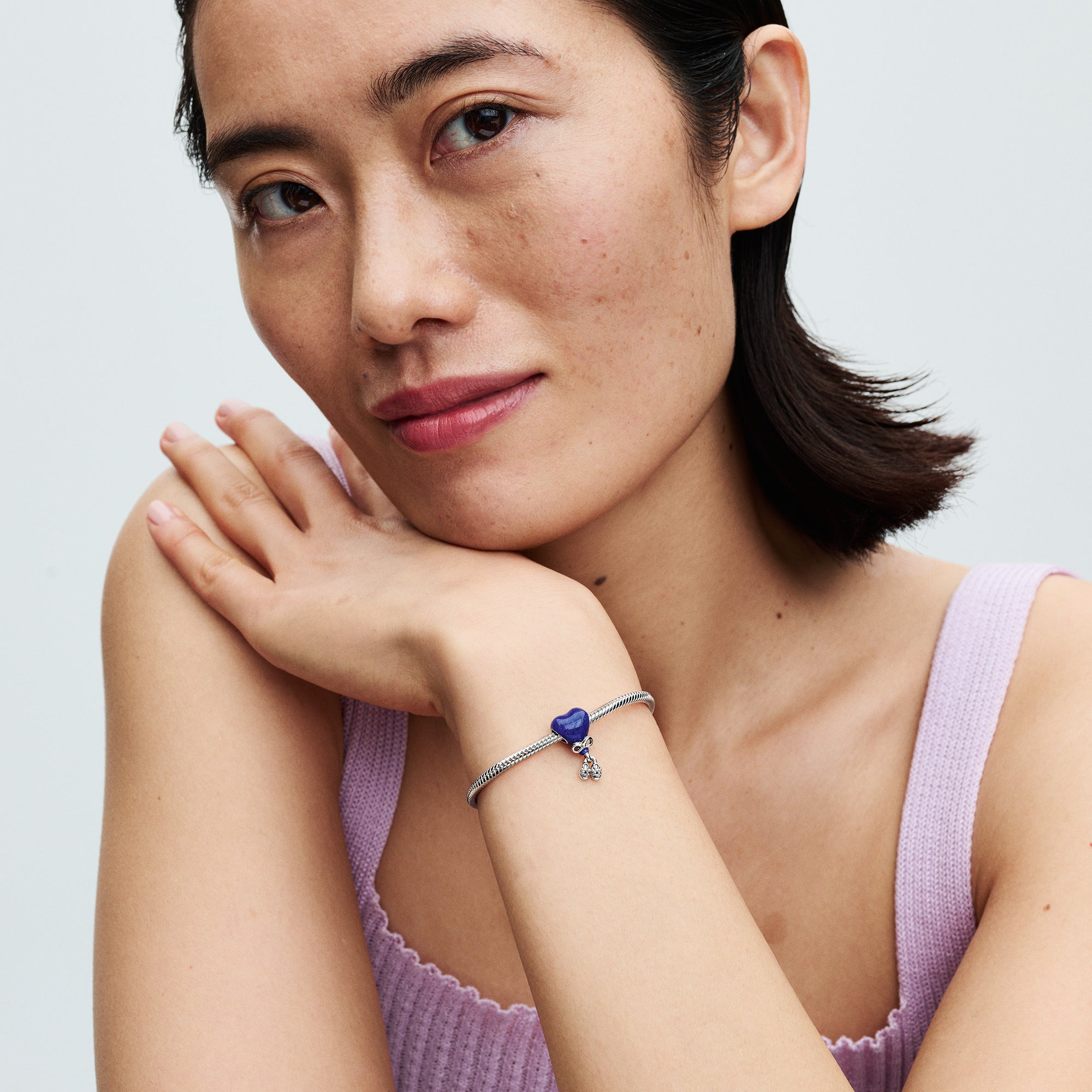 Baby Girl Balloon Sterling Silver Charm With Color Changing Purple To Light Pink And Black Enamel