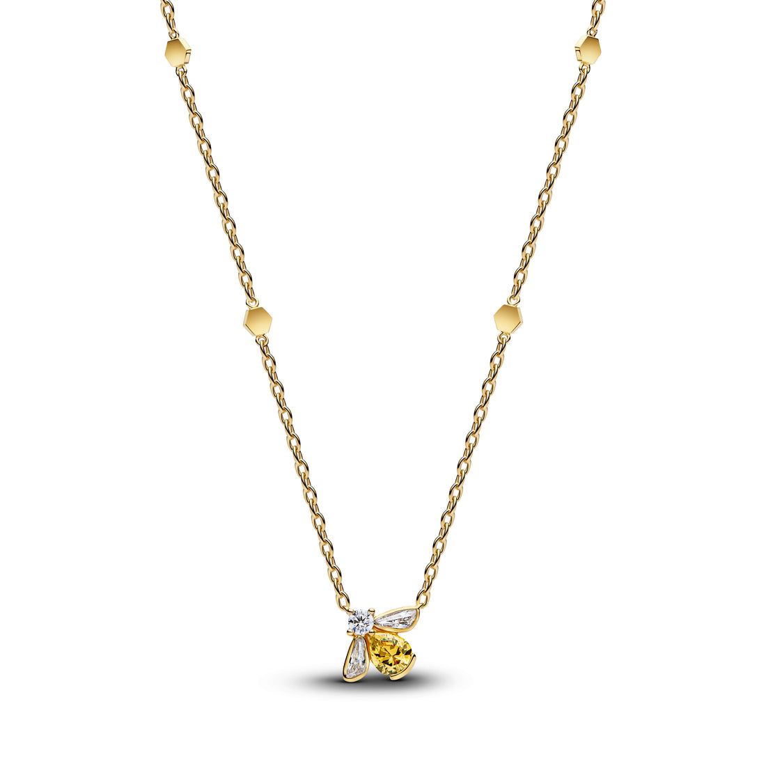 Bee 14K Gold-Plated Collier With Vibrant Yellow And Clear Cubic Zirconia