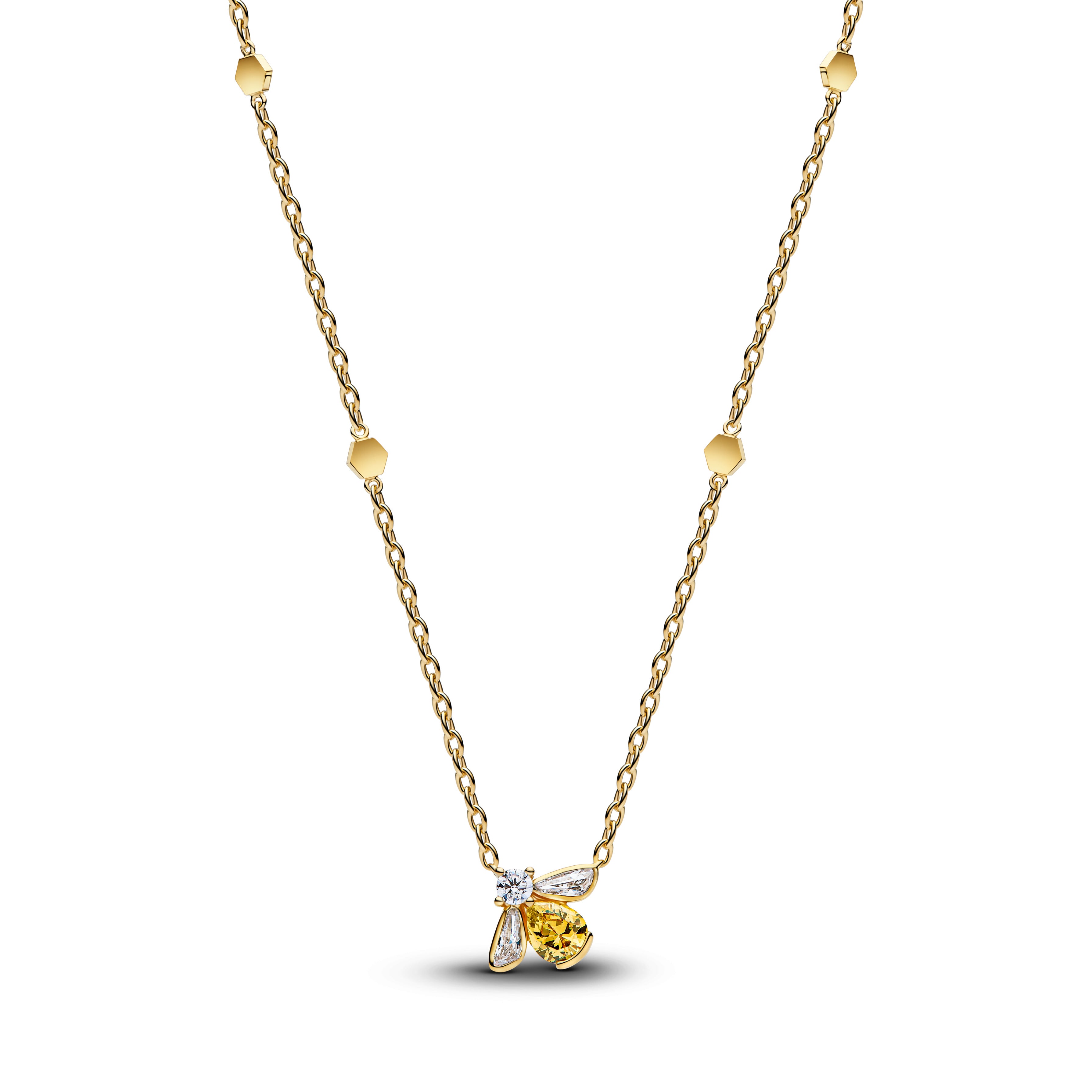 Bee 14K Gold-Plated Collier With Vibrant Yellow And Clear Cubic Zirconia