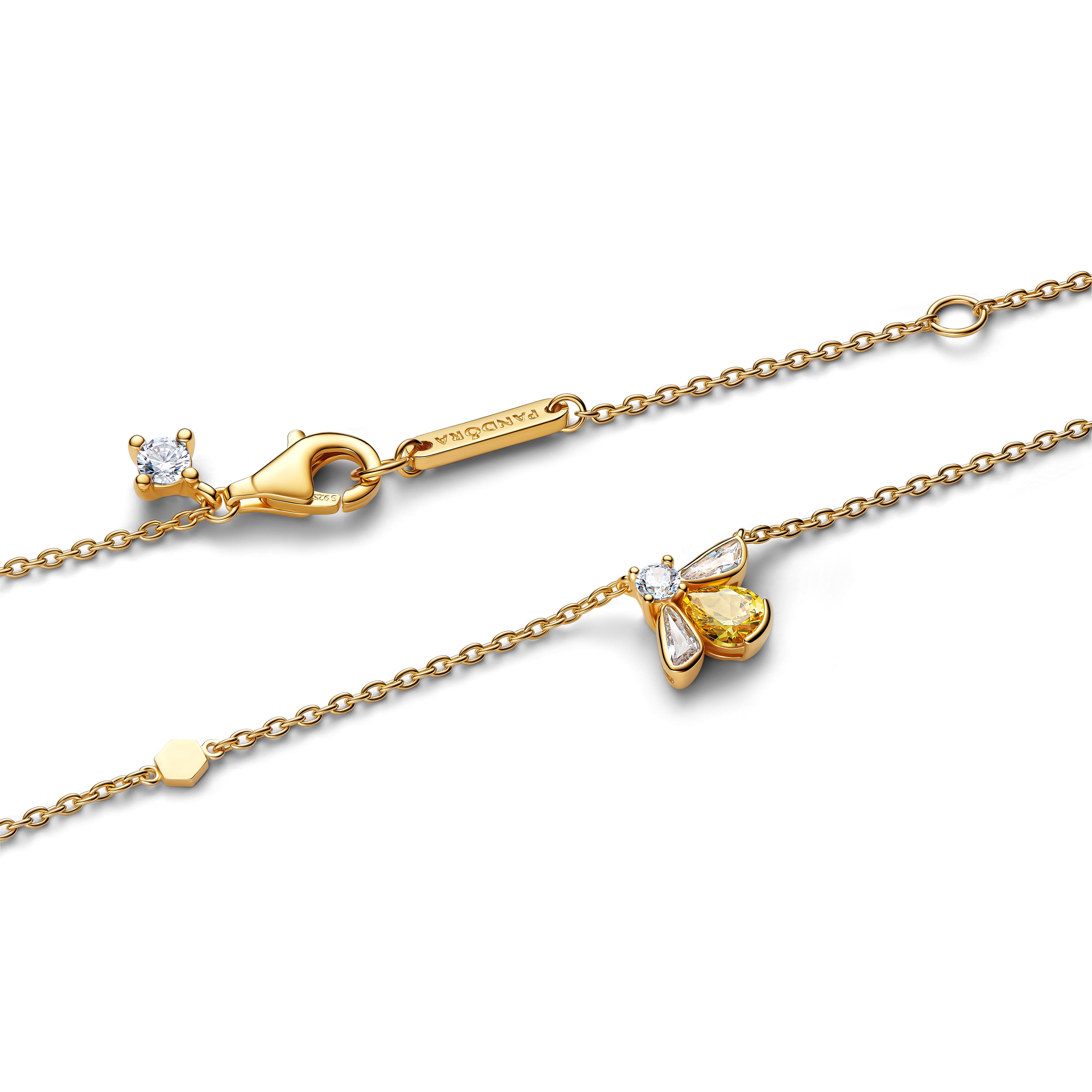 Bee 14K Gold-Plated Collier With Vibrant Yellow And Clear Cubic Zirconia