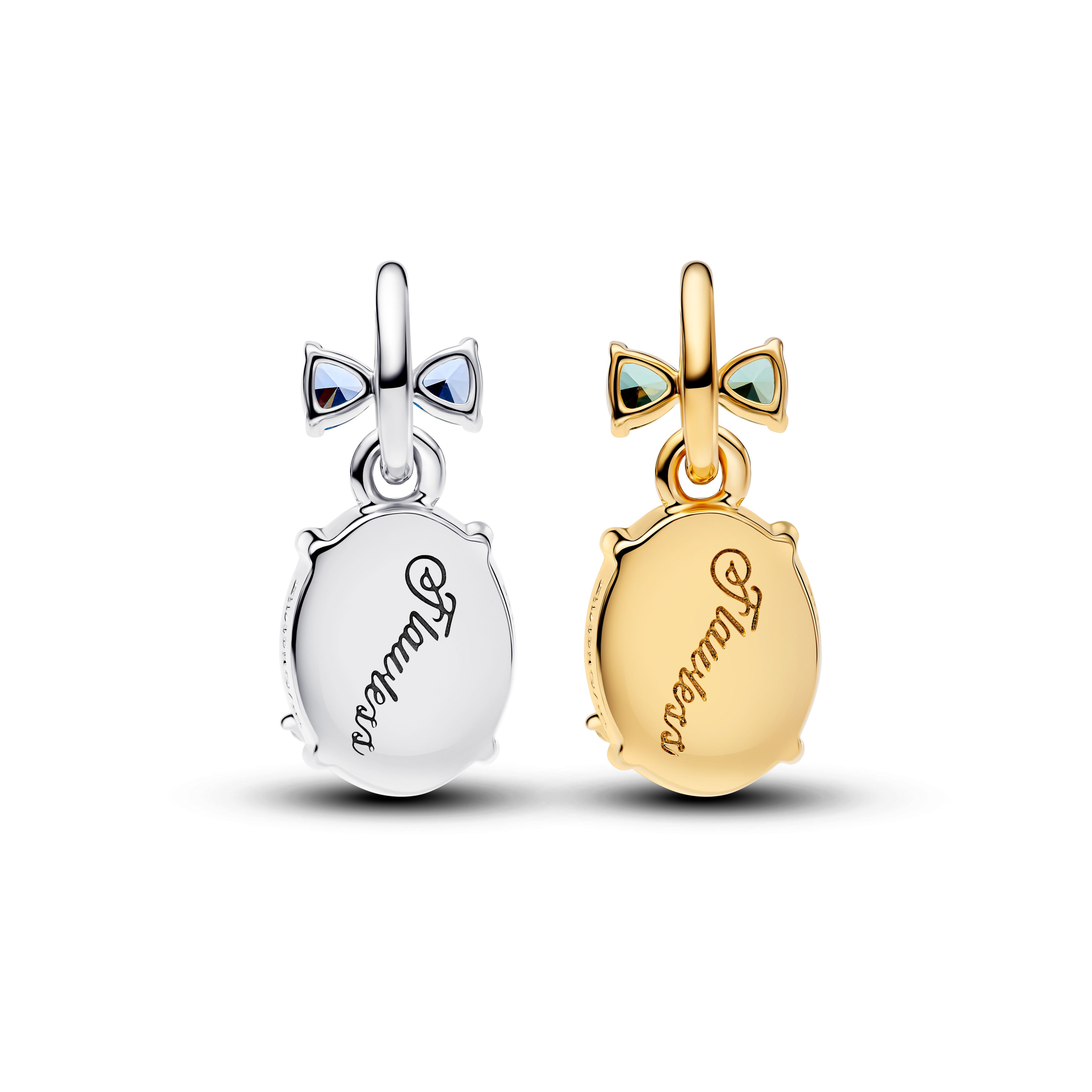 Bee And Butterfly Sterling Silver And 14K Gold-Plated Splittable Dangle With Clear Cubic Zirconia, Green And Blue Crystal