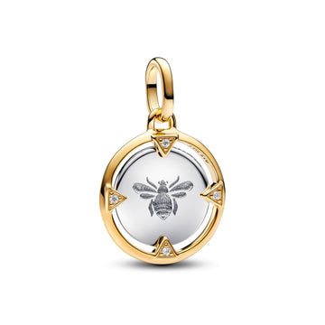 Bee Sterling Silver And 14K Gold-Plated Medallion With Clear Cubic Zirconia