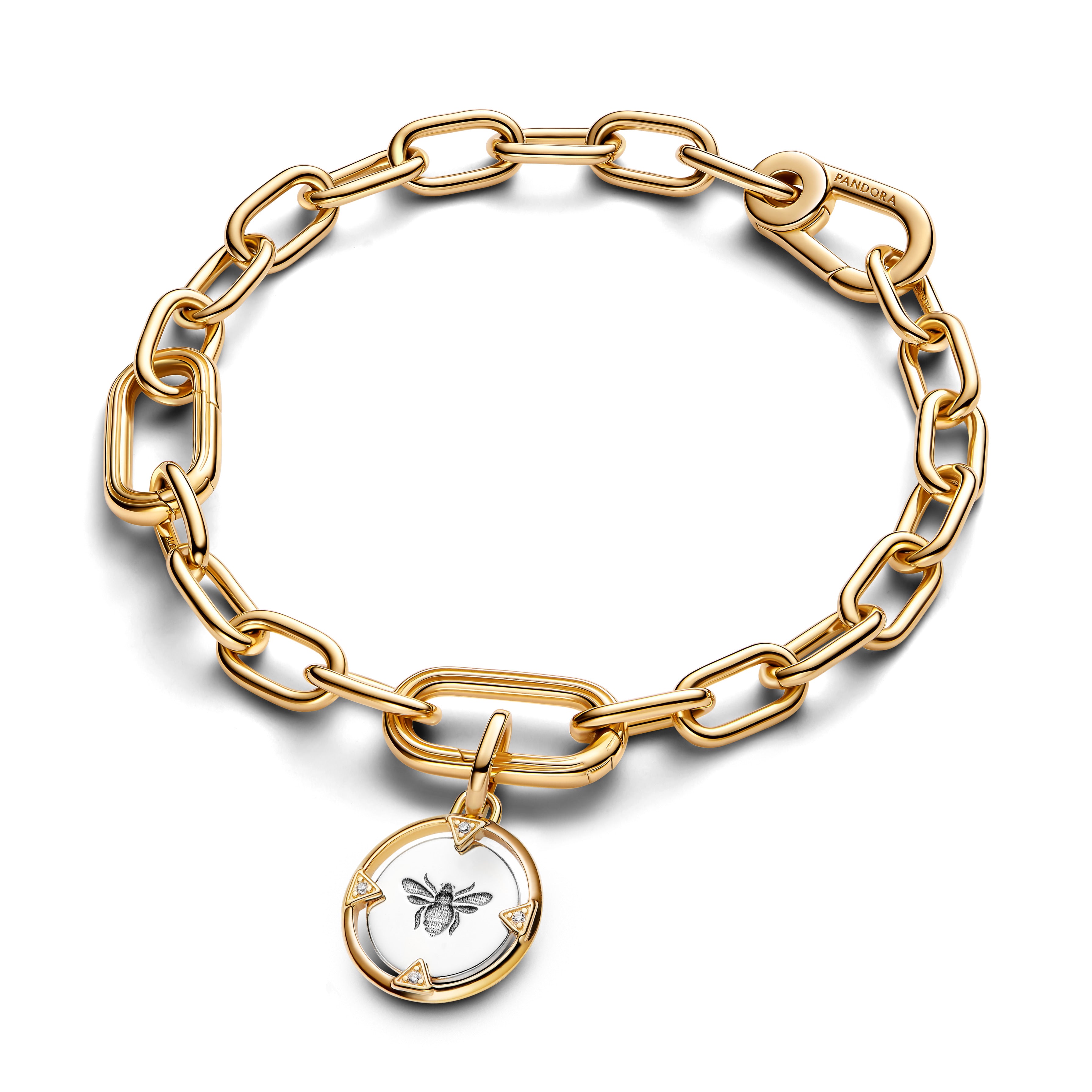 Bee Sterling Silver And 14K Gold-Plated Medallion With Clear Cubic Zirconia