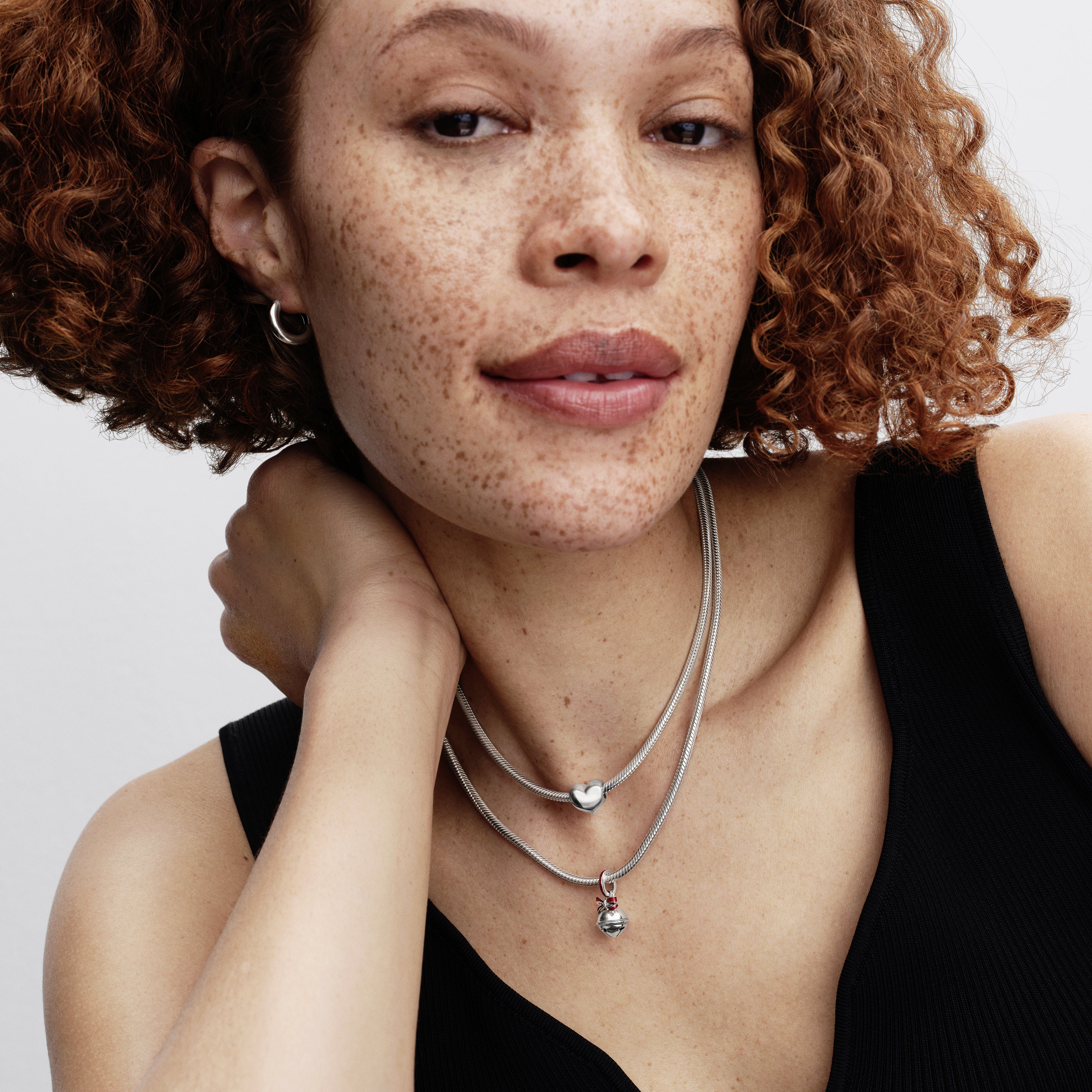 Bell Sterling Silver Dangle With Red Enamel