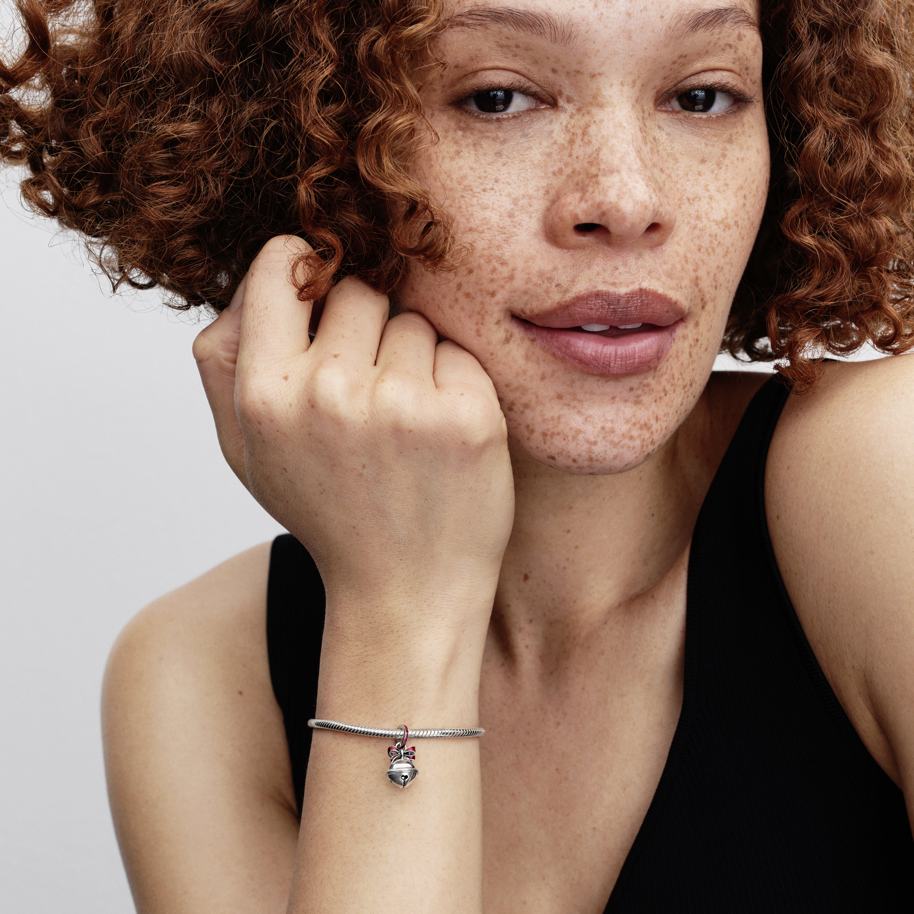 Bell Sterling Silver Dangle With Red Enamel