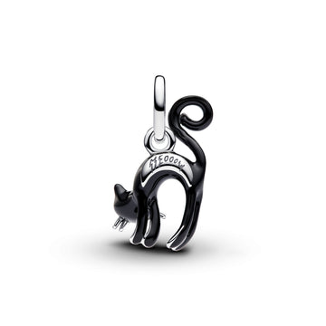 Black Cat Sterling Silver Dangle With Black And Glow In The Dark Enamel