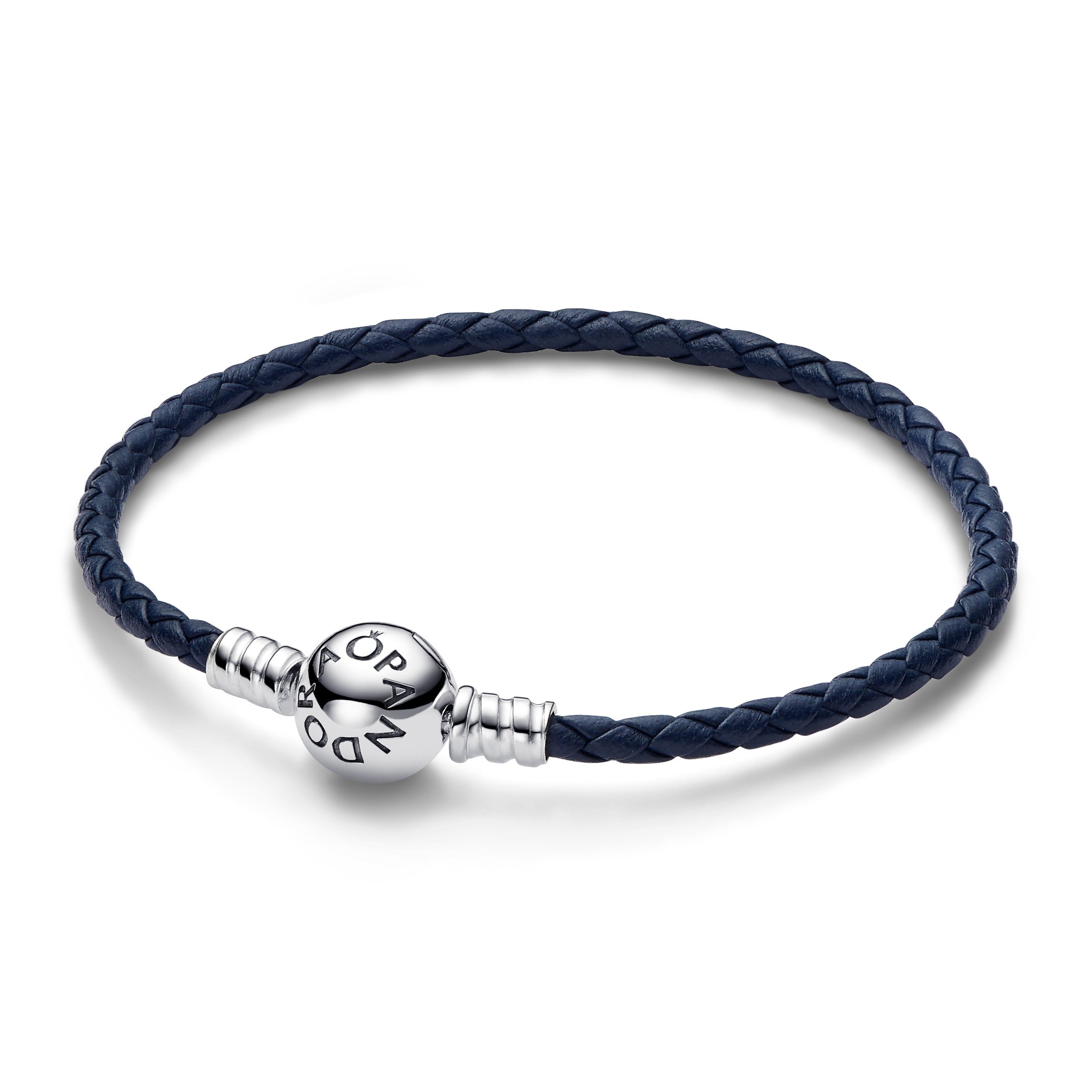 Blue Leather Bracelet With Sterling Silver Sun Clasp And Clear Cubic Zirconia