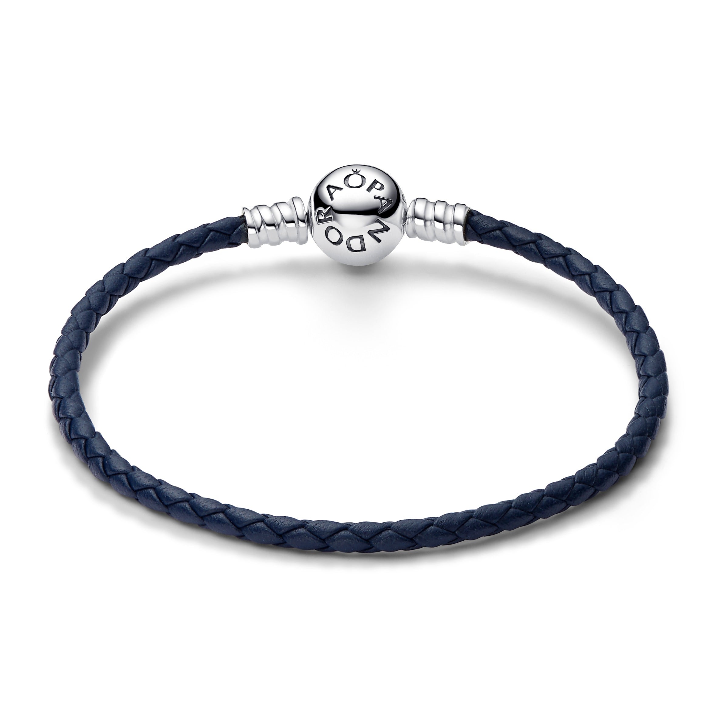 Blue Leather Bracelet With Sterling Silver Sun Clasp And Clear Cubic Zirconia
