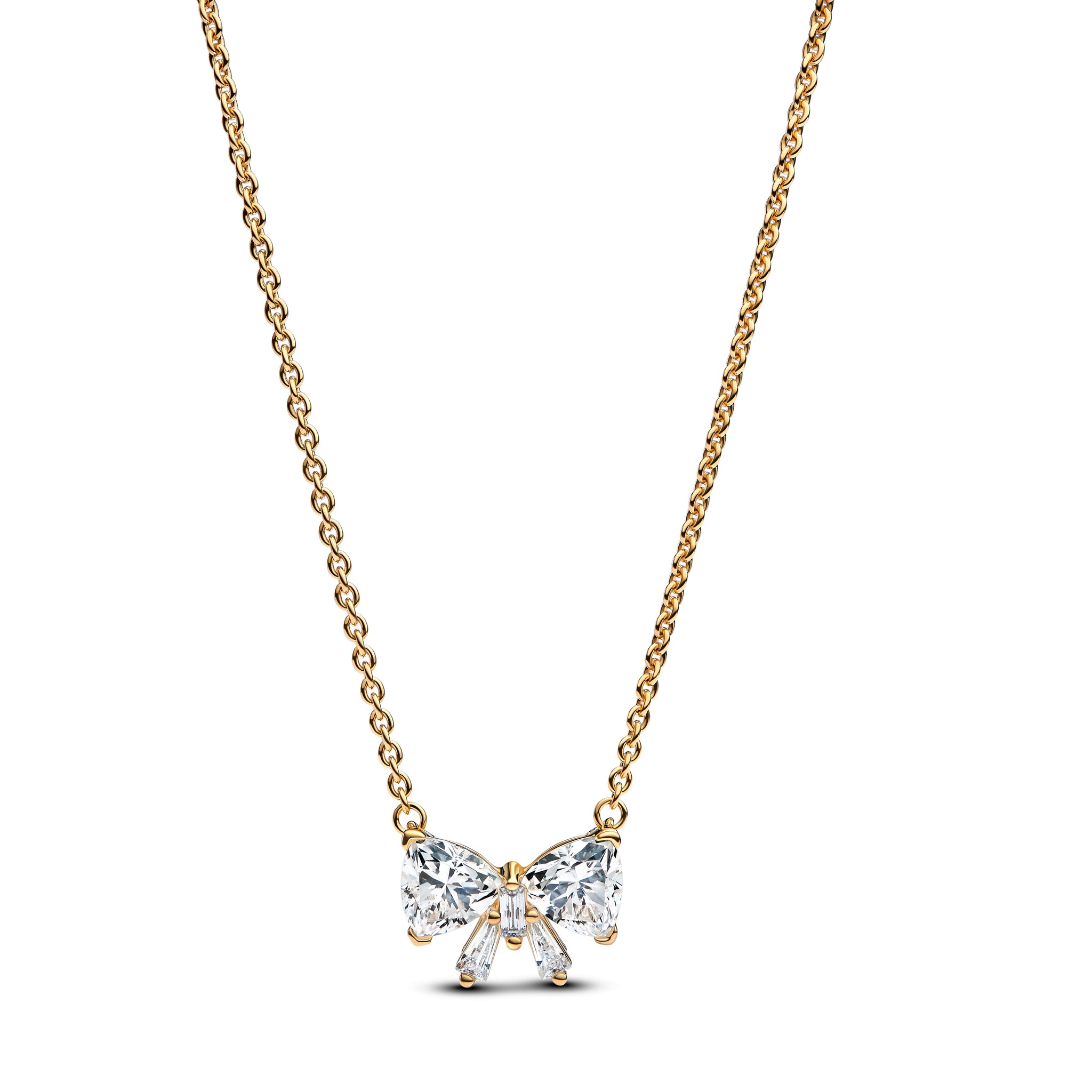 Bow 14K Gold-Plated Collier With Clear Cubic Zirconia