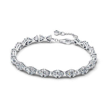 Bow Sterling Silver Bracelet With Clear Cubic Zirconia
