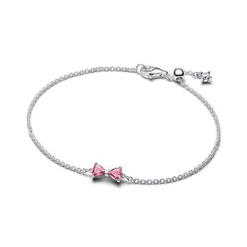 Bow Sterling Silver Bracelet With Fancy Pink And Clear Cubic Zirconia