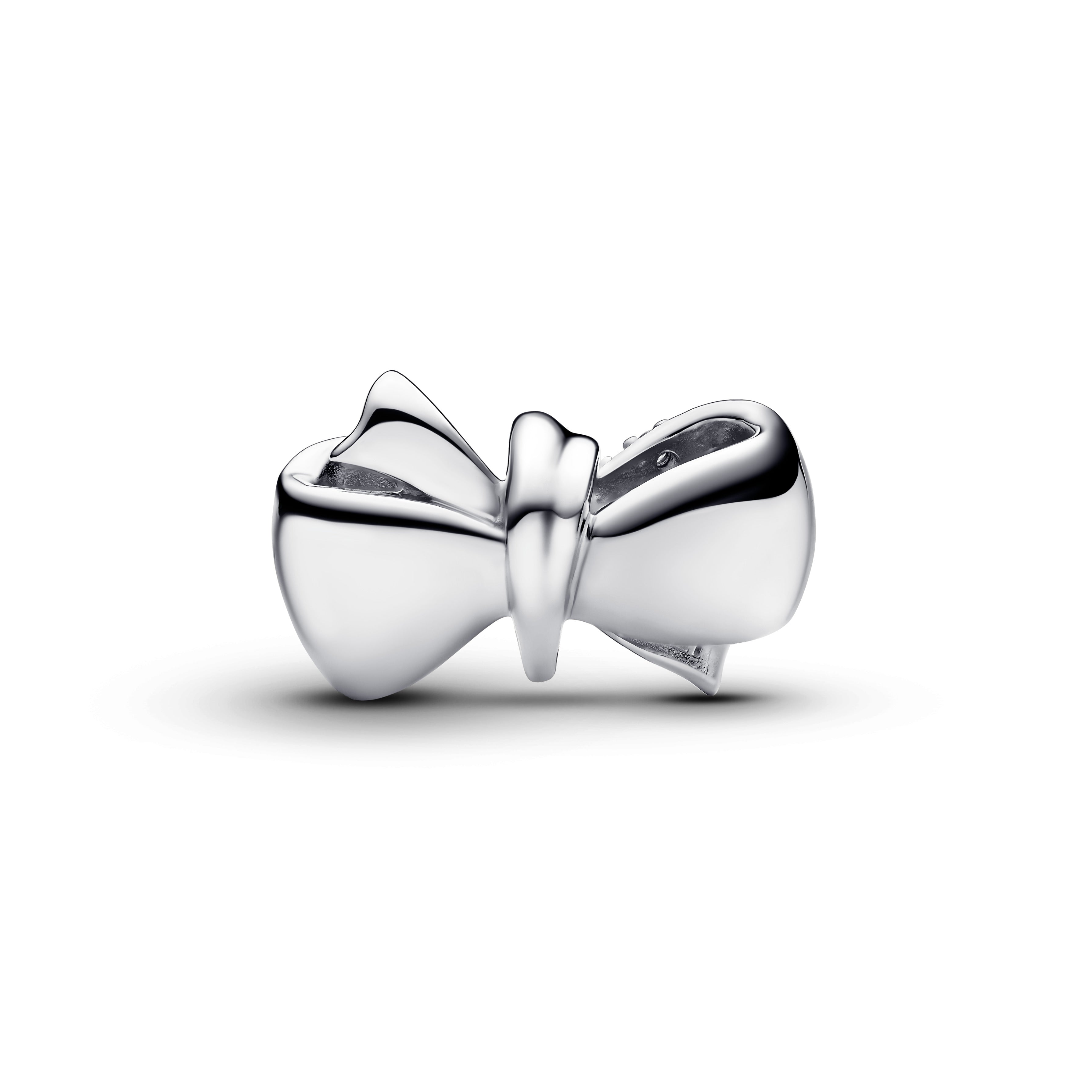 Bow Sterling Silver Charm With Clear Cubic Zirconia