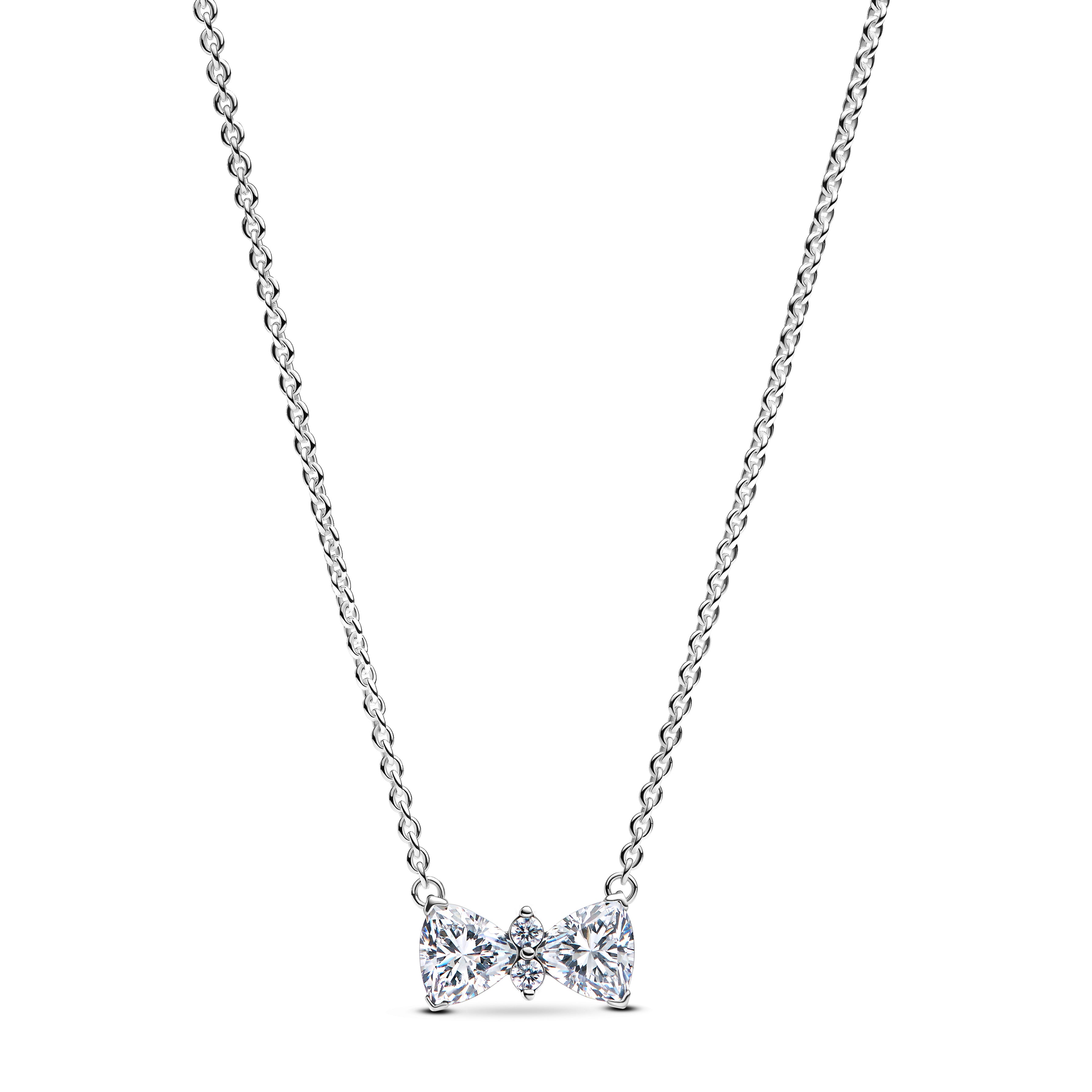 Bow Sterling Silver Collier With Clear Cubic Zirconia