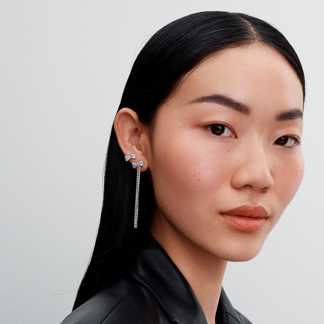 Bow Sterling Silver Drop Earrings With Clear Cubic Zirconia