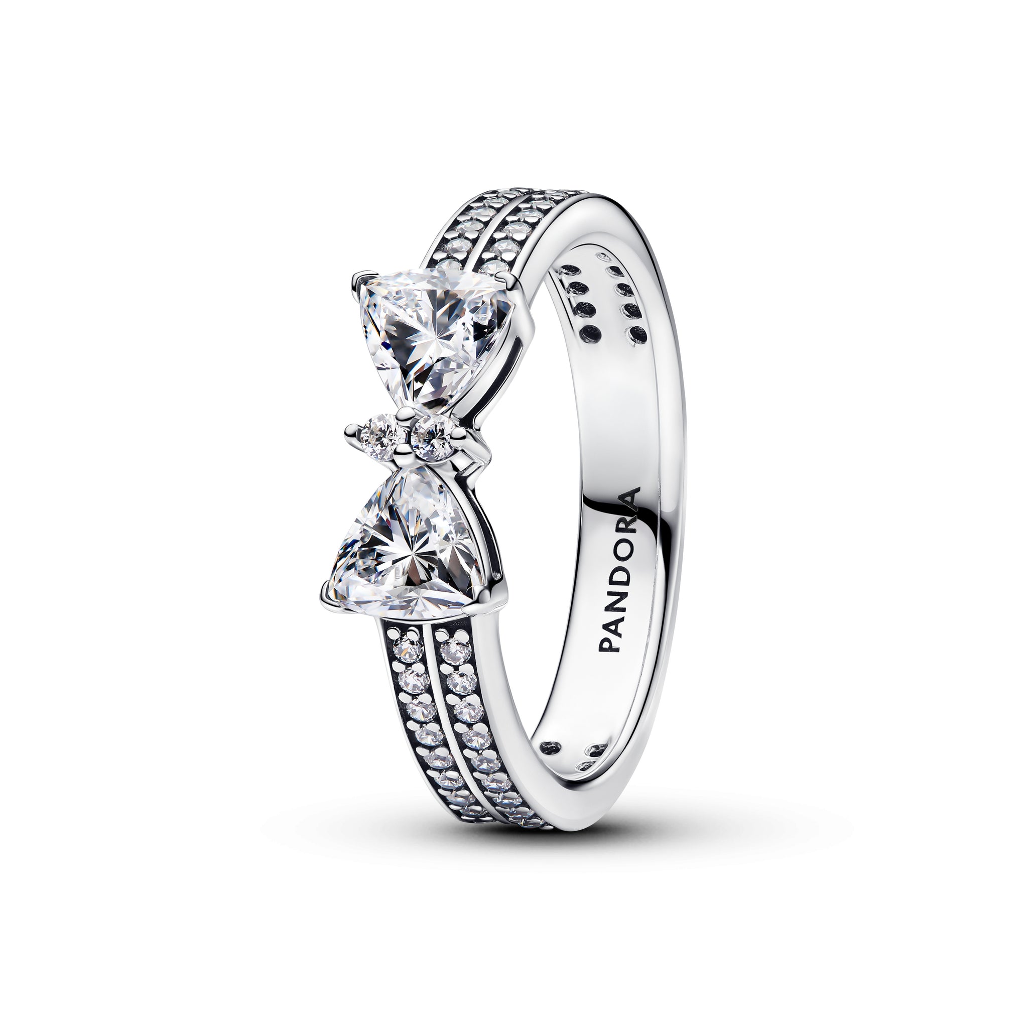 Bow Sterling Silver Ring With Clear Cubic Zirconia