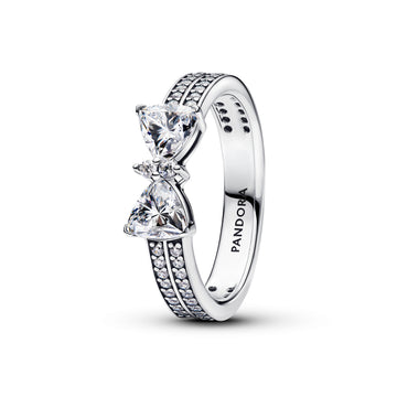 Bow Sterling Silver Ring With Clear Cubic Zirconia