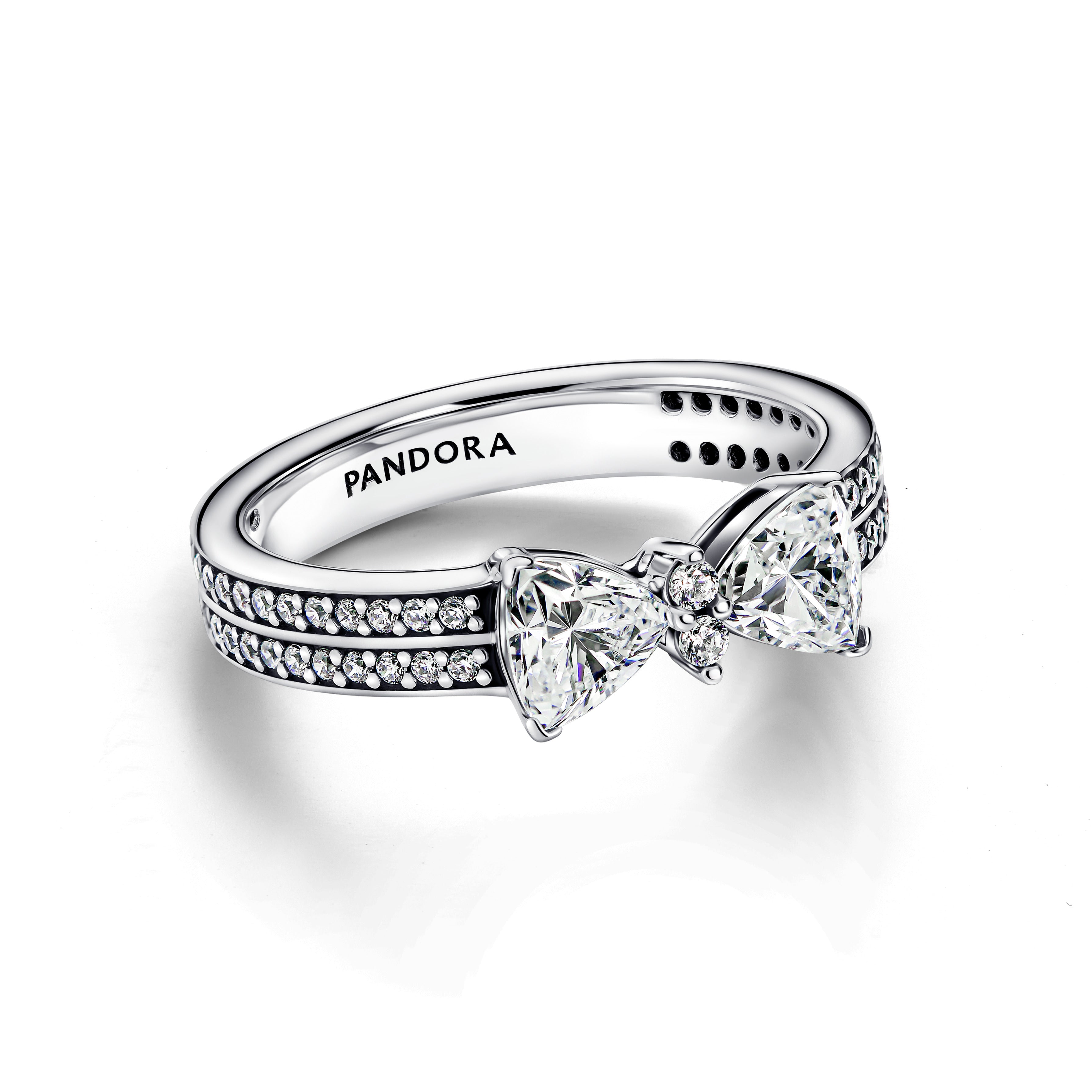 Bow Sterling Silver Ring With Clear Cubic Zirconia