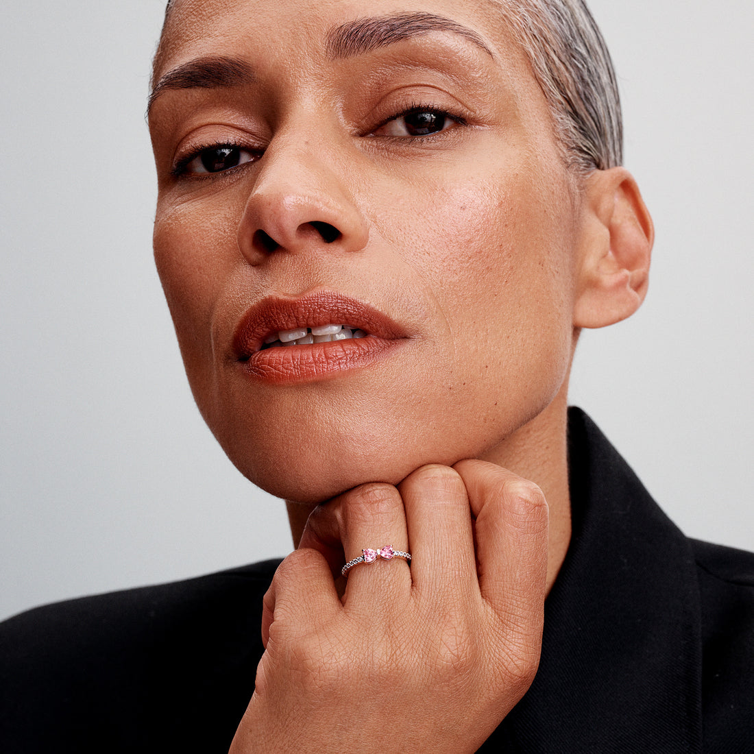 Bow Sterling Silver Ring With Fancy Pink And Clear Cubic Zirconia