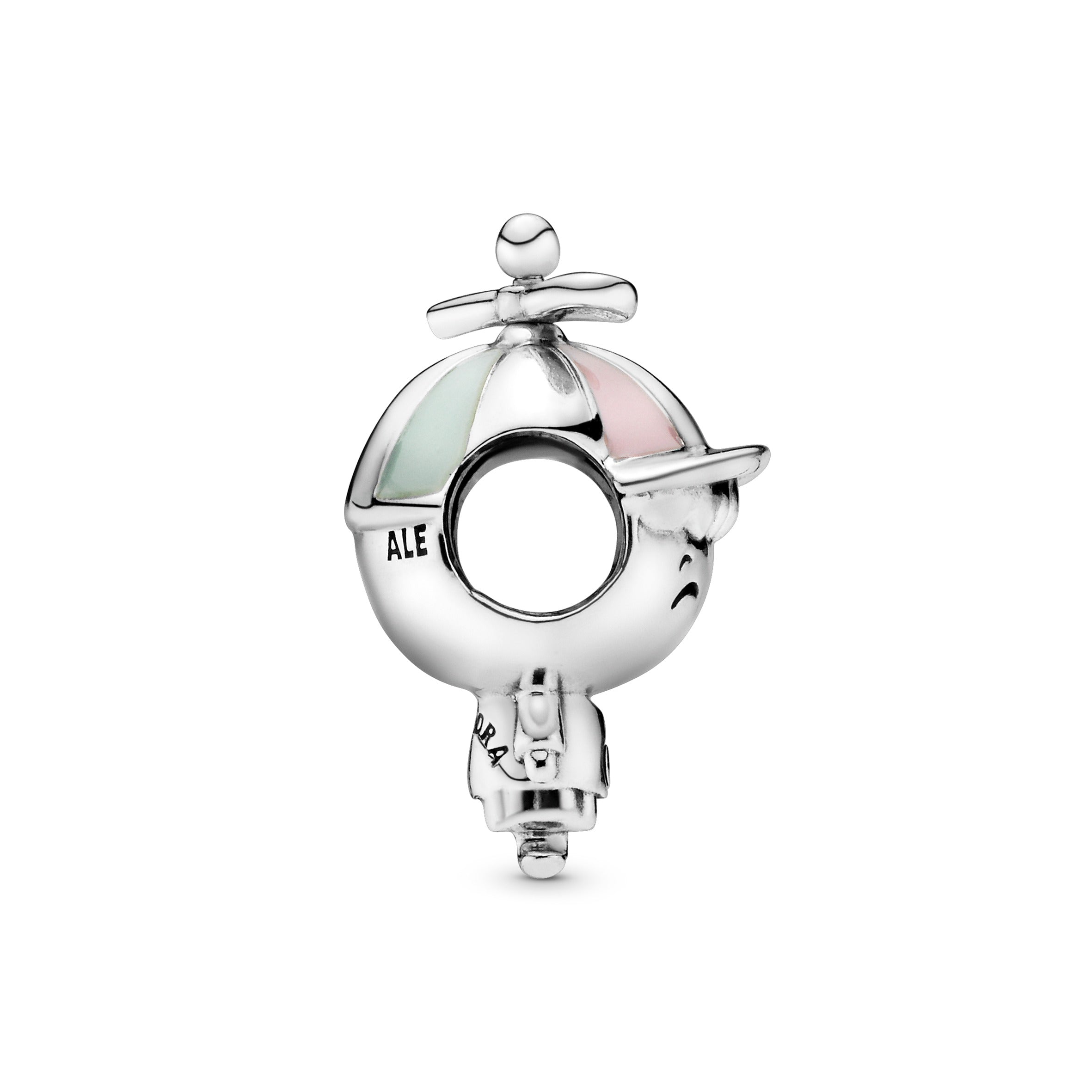 Boy Silver Charm With Pink And Green Enamel