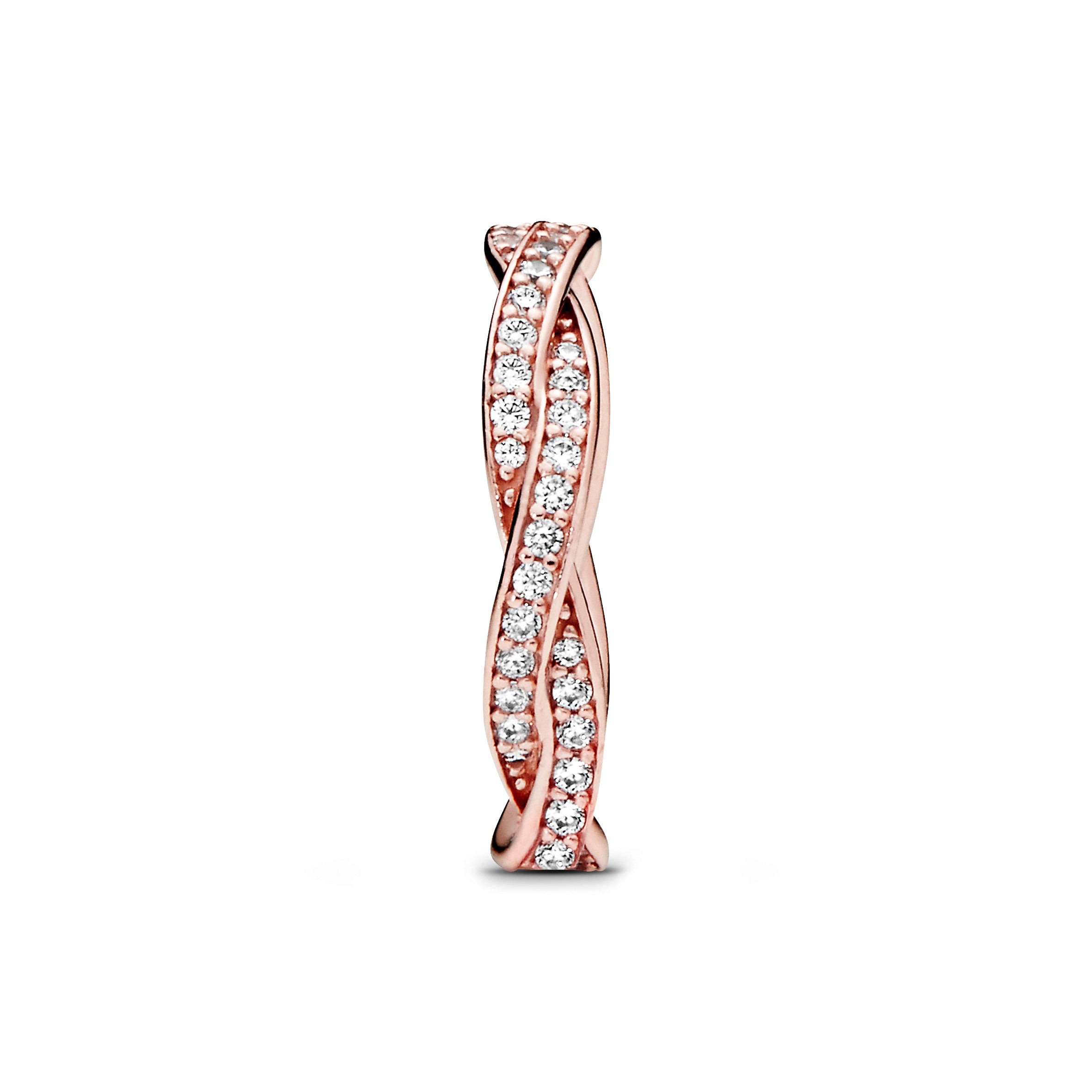 Braided 14K Rose Gold-Plated Ring With Clear Cubic Zirconia