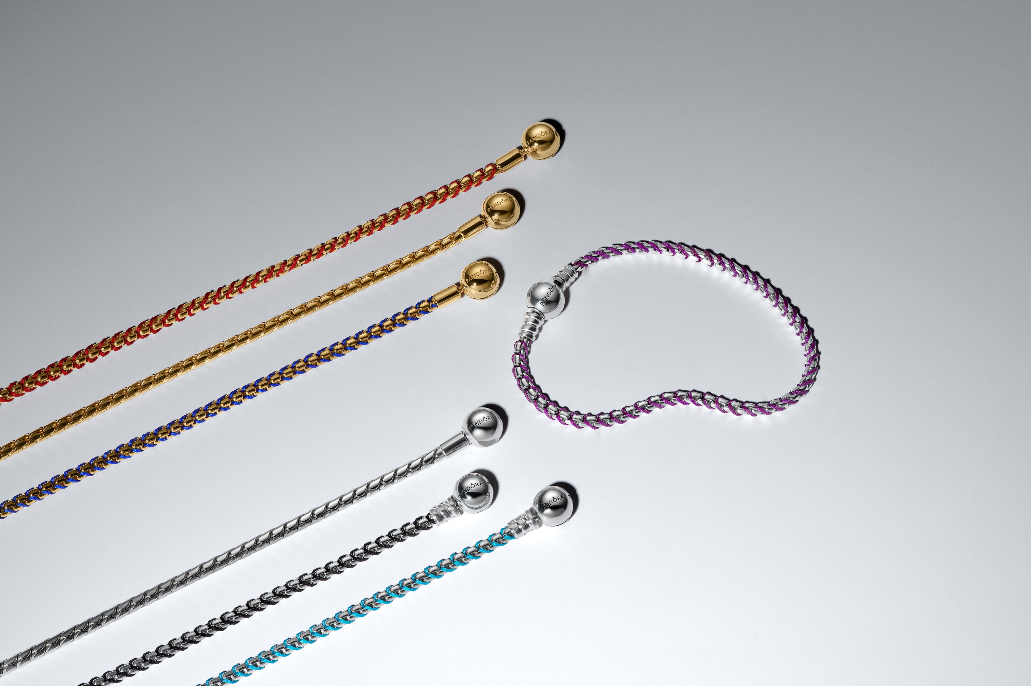 Braided Sterling Silver Box Chain Bracelet With Black Textile Cord