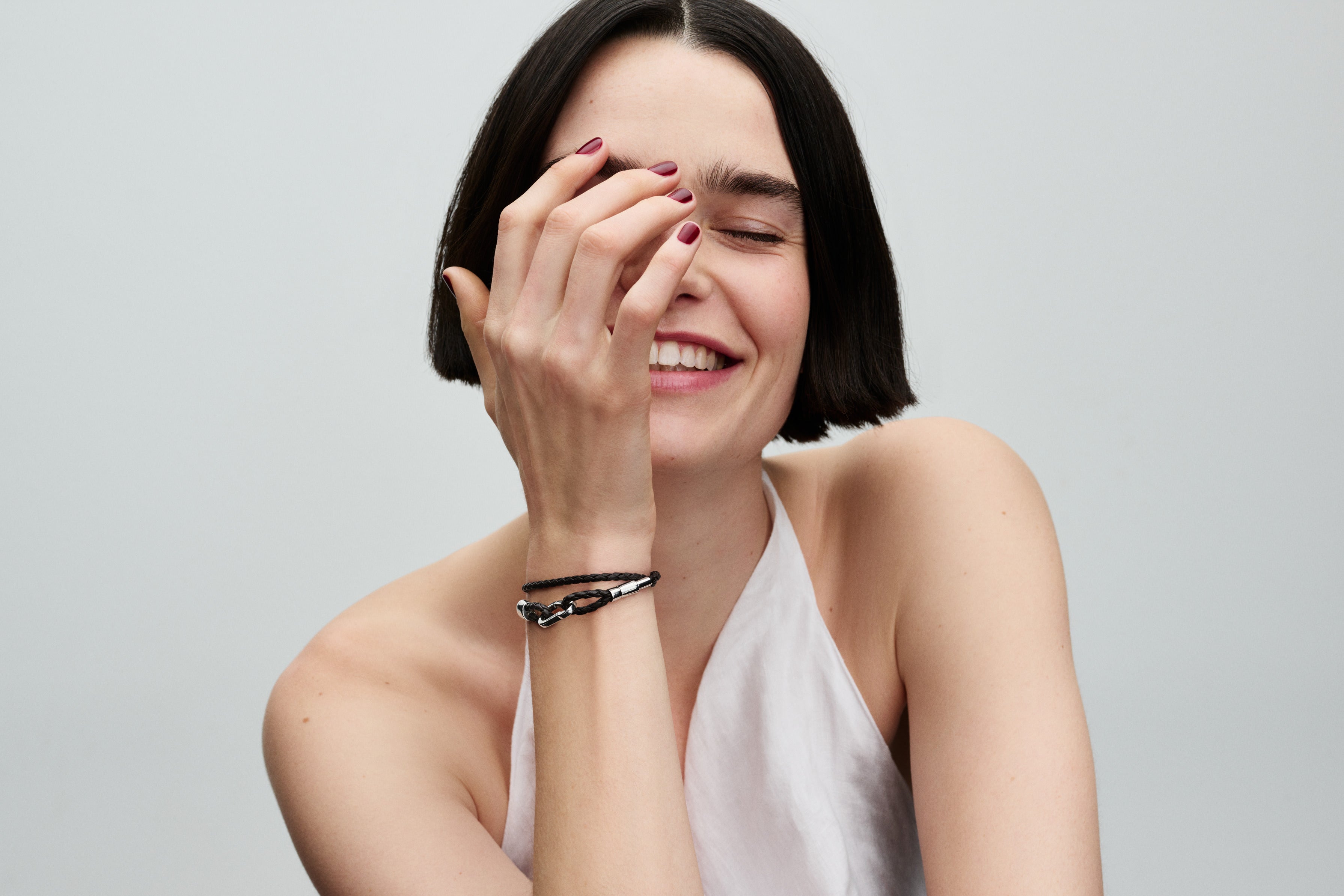 Brown Braided Double Leather Bracelet With Sterling Silver Clasp