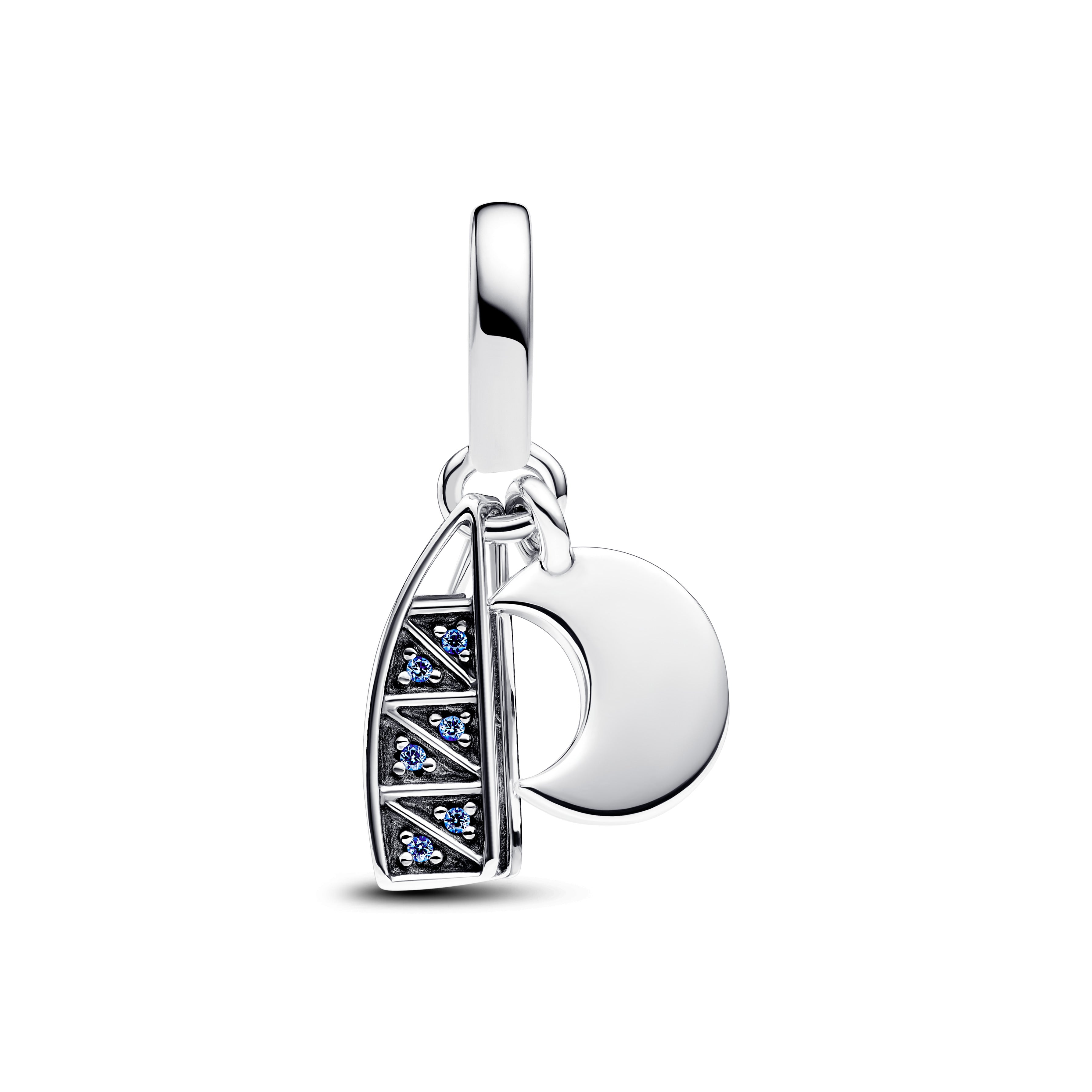 Burj Al Arab Sterling Silver Double Dangle With Stellar Blue Crystal