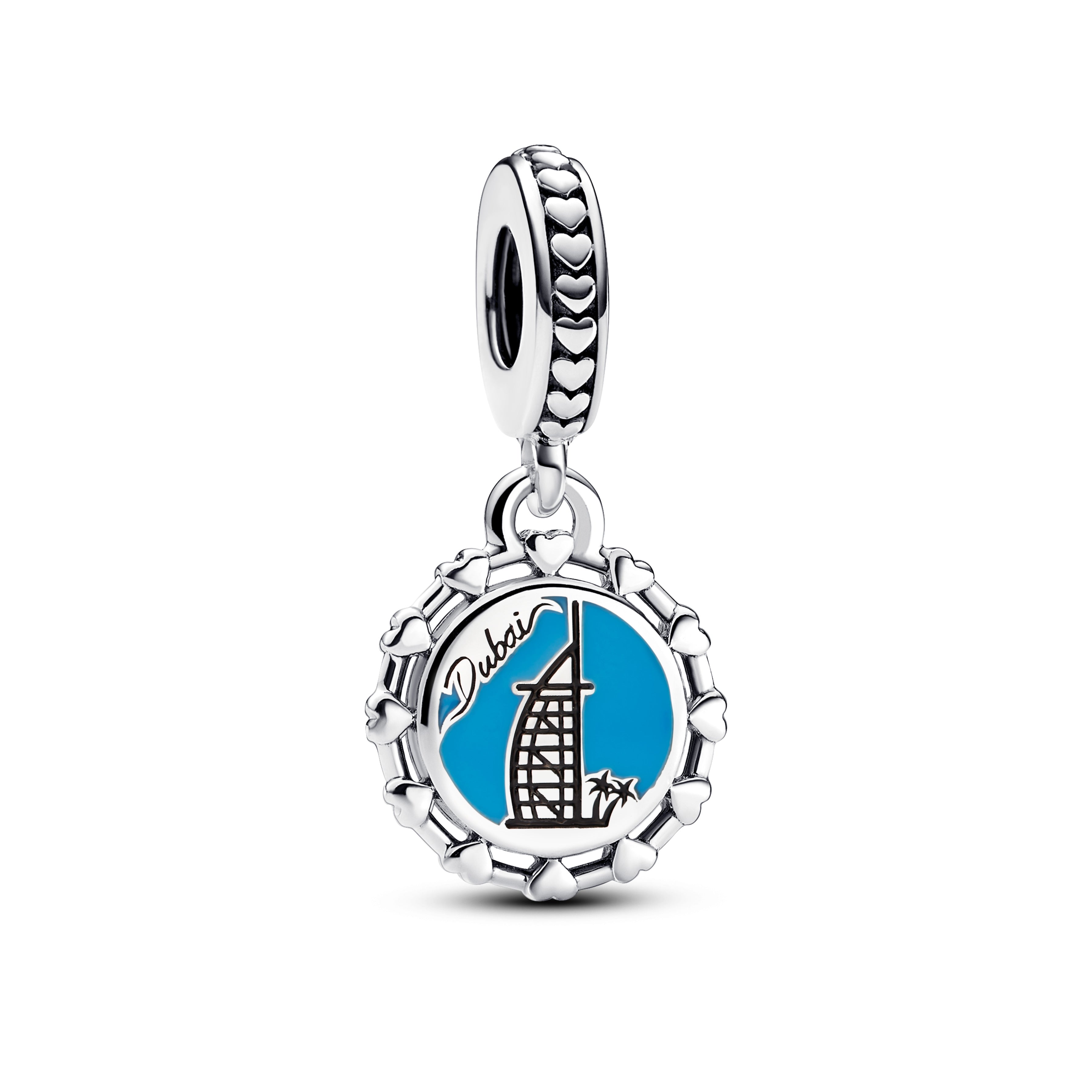 Burj Al Arab Sterling Silver Dangle With Blue And Black Enamel
