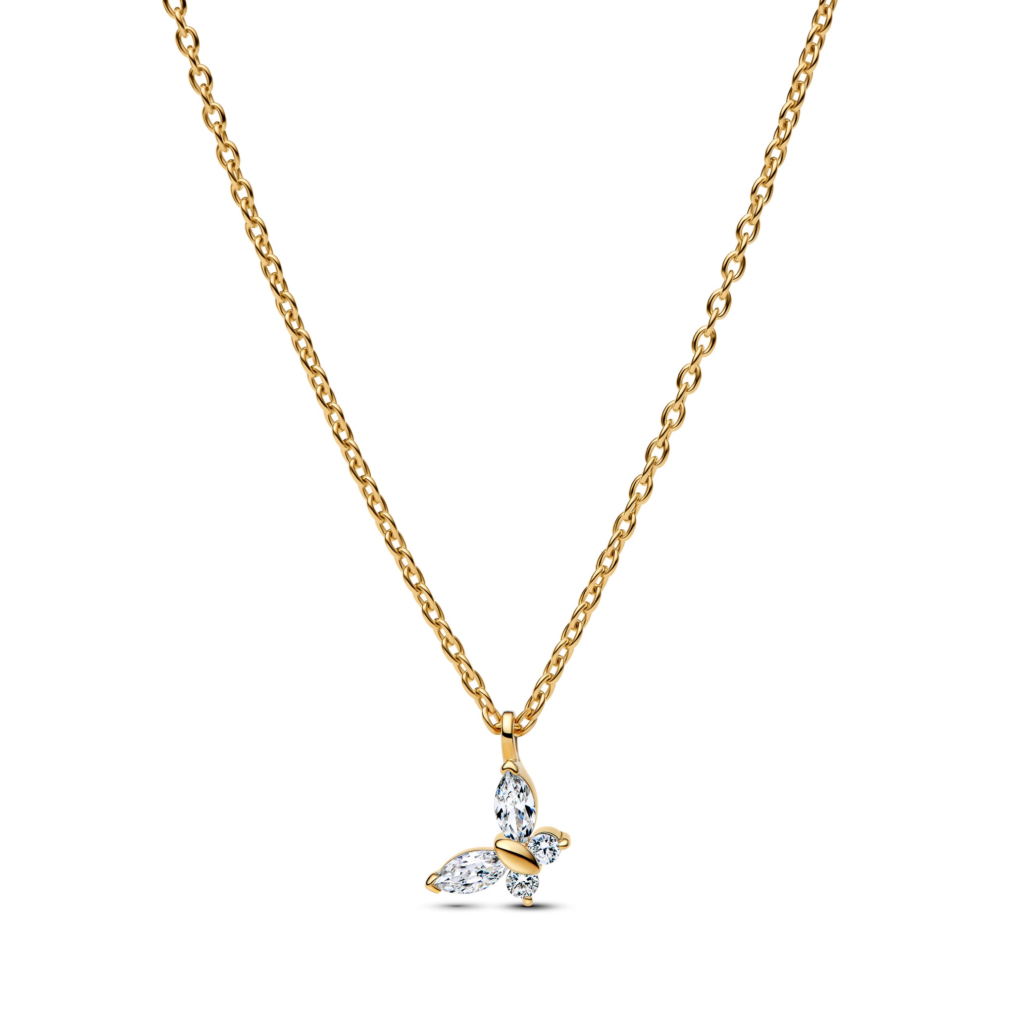 Butterfly 14K Gold-Plated Collier With Clear Cubic Zirconia