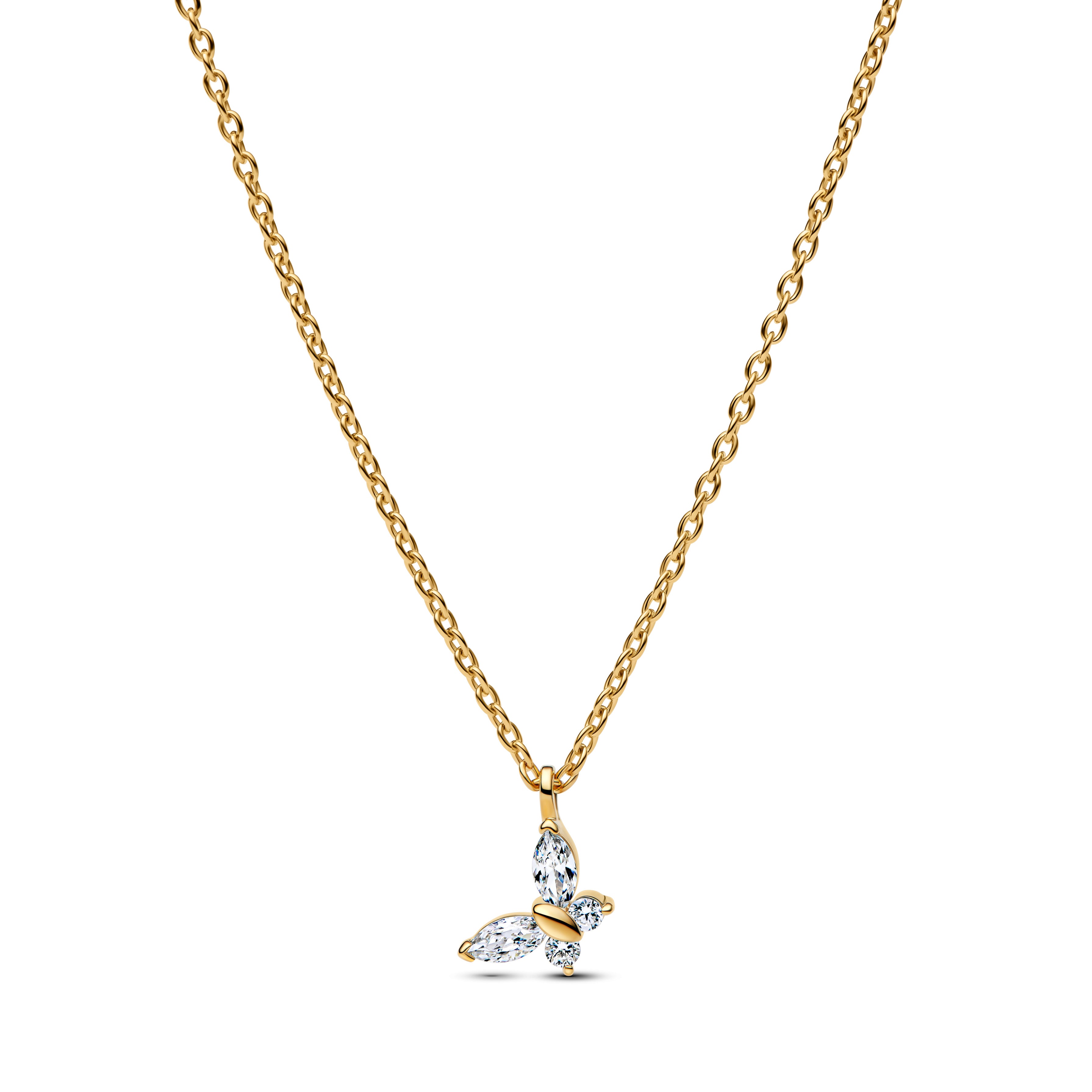 Butterfly 14K Gold-Plated Collier With Clear Cubic Zirconia