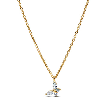 Butterfly 14K Gold-Plated Collier With Clear Cubic Zirconia